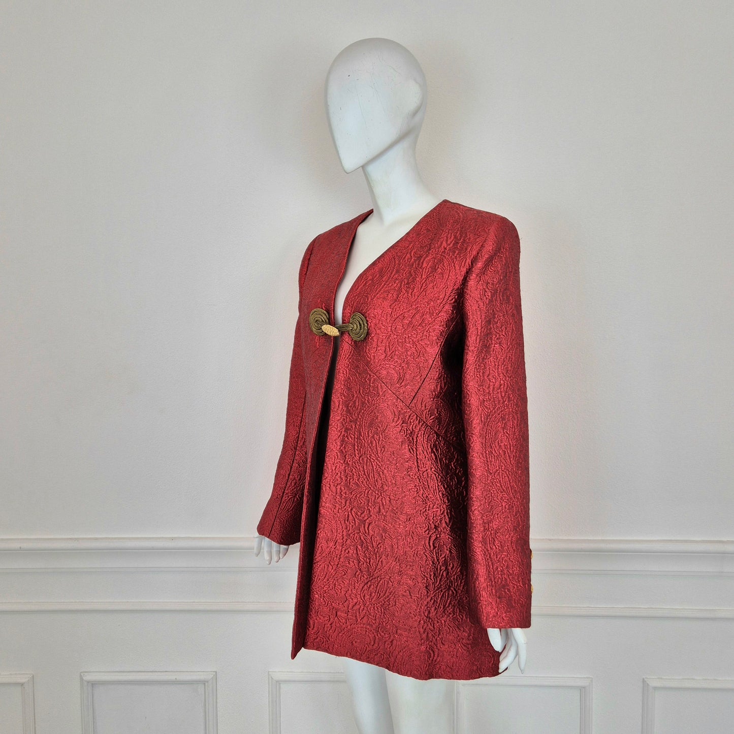 Yves Saint Laurent | Giacca rossa tessuto broccato 1991
