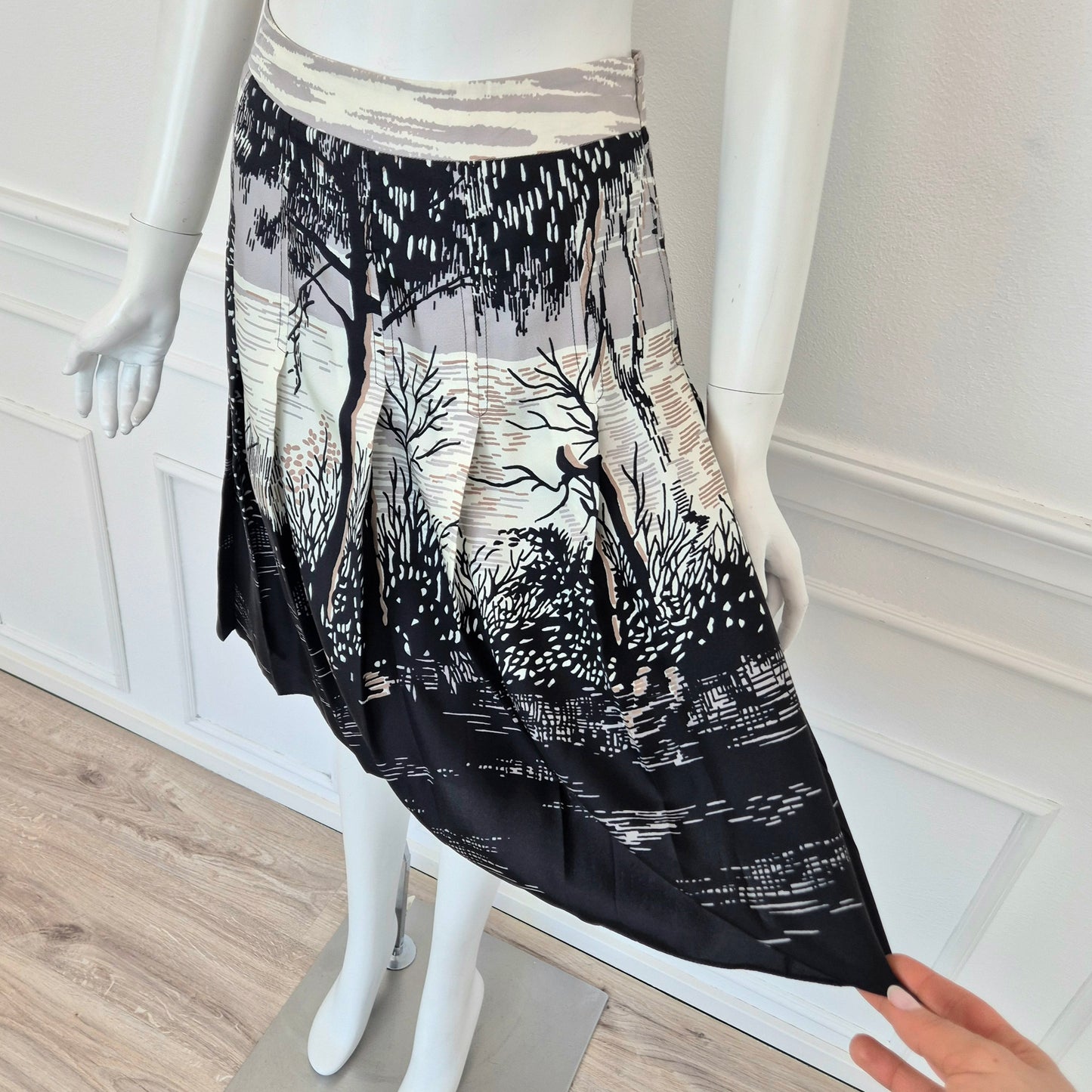 Marni | Gonna in seta stampa albero