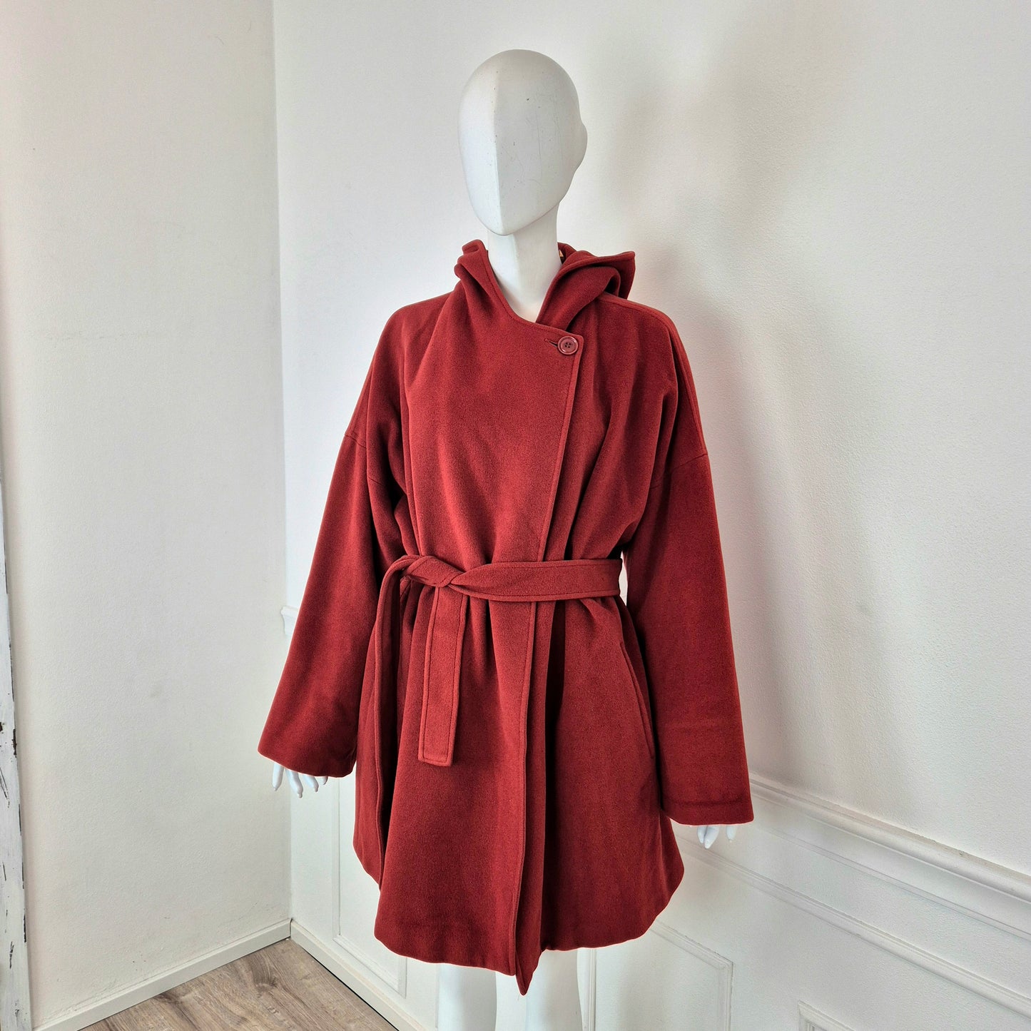Max Mara | Cappotto bordeaux con cappuccio