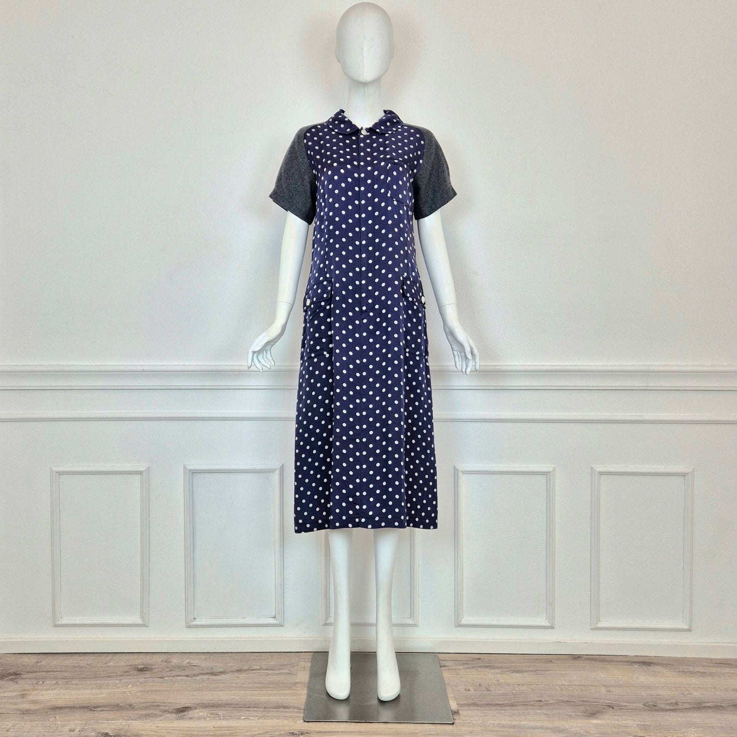 Comme des Garçons | Abito blu pois con maniche in lana