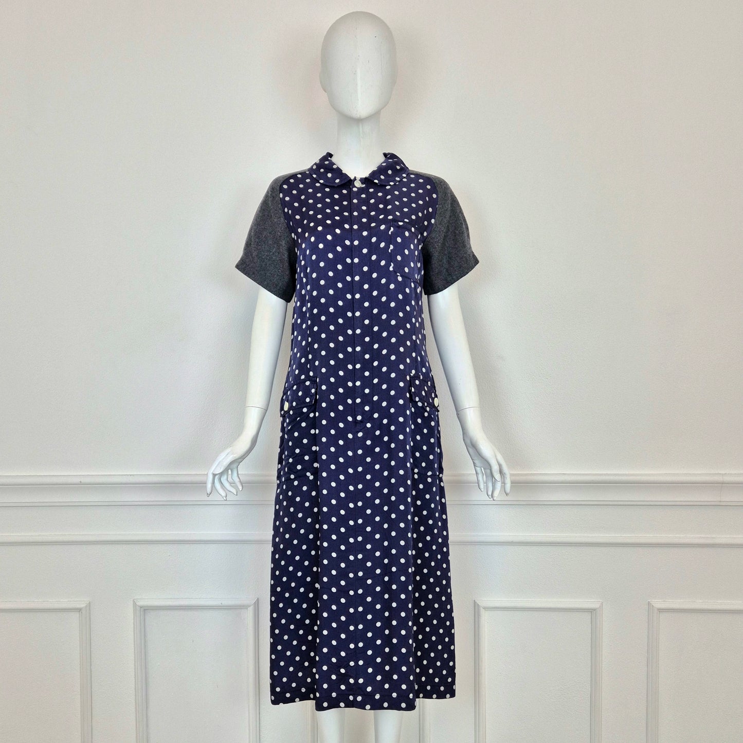 Comme des Garçons | Abito blu pois con maniche in lana