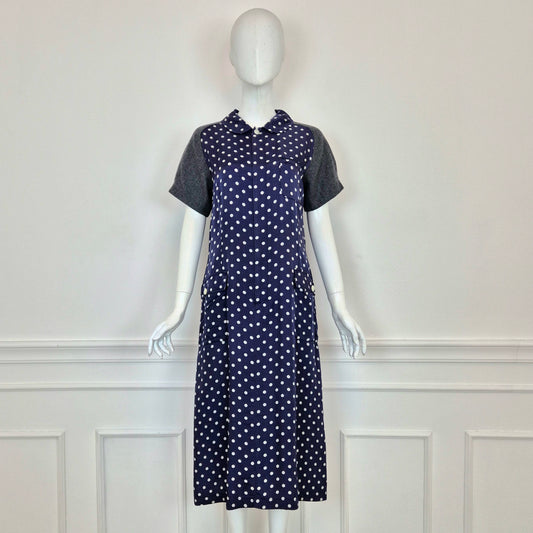 Comme des Garçons | Abito blu pois con maniche in lana