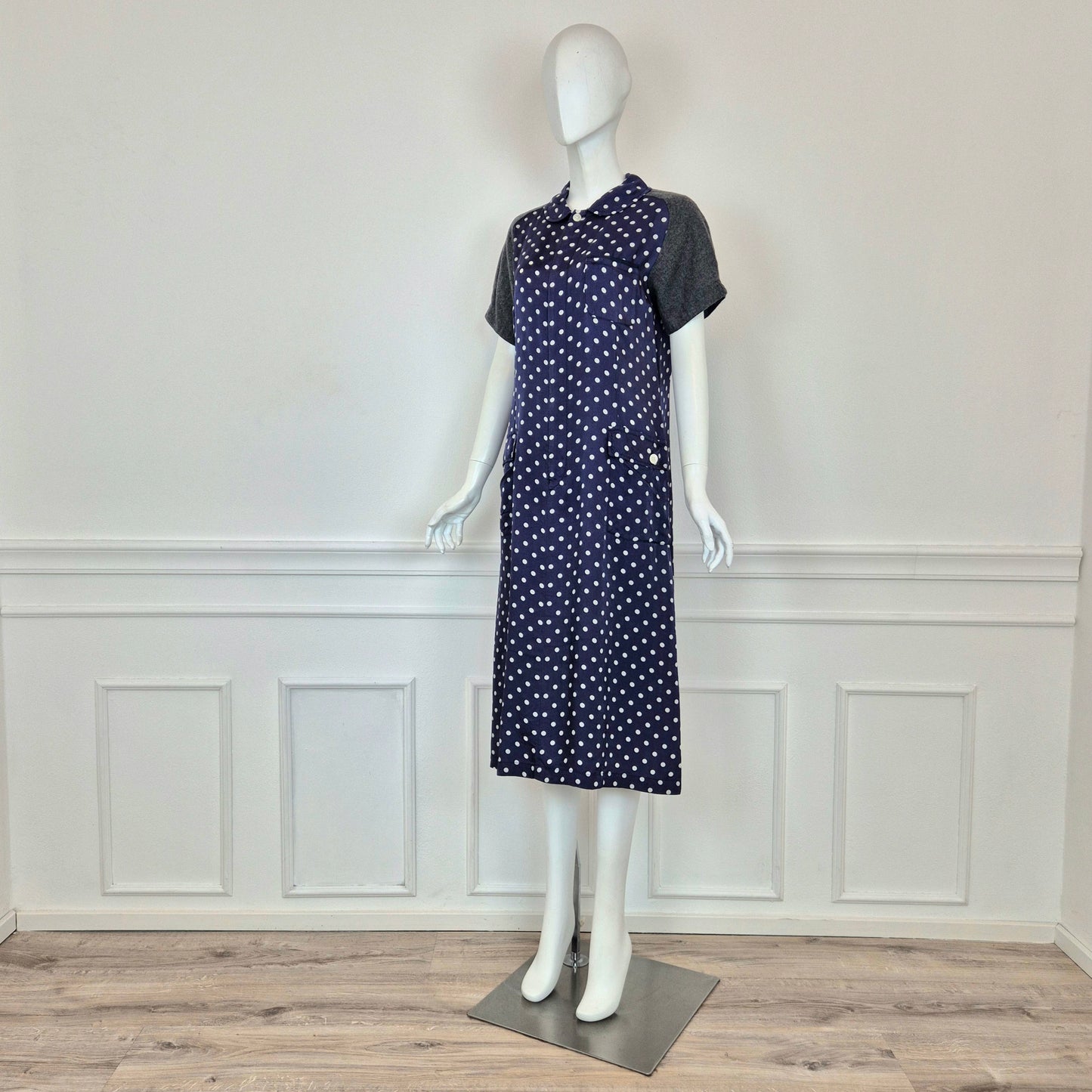 Comme des Garçons | Abito blu pois con maniche in lana