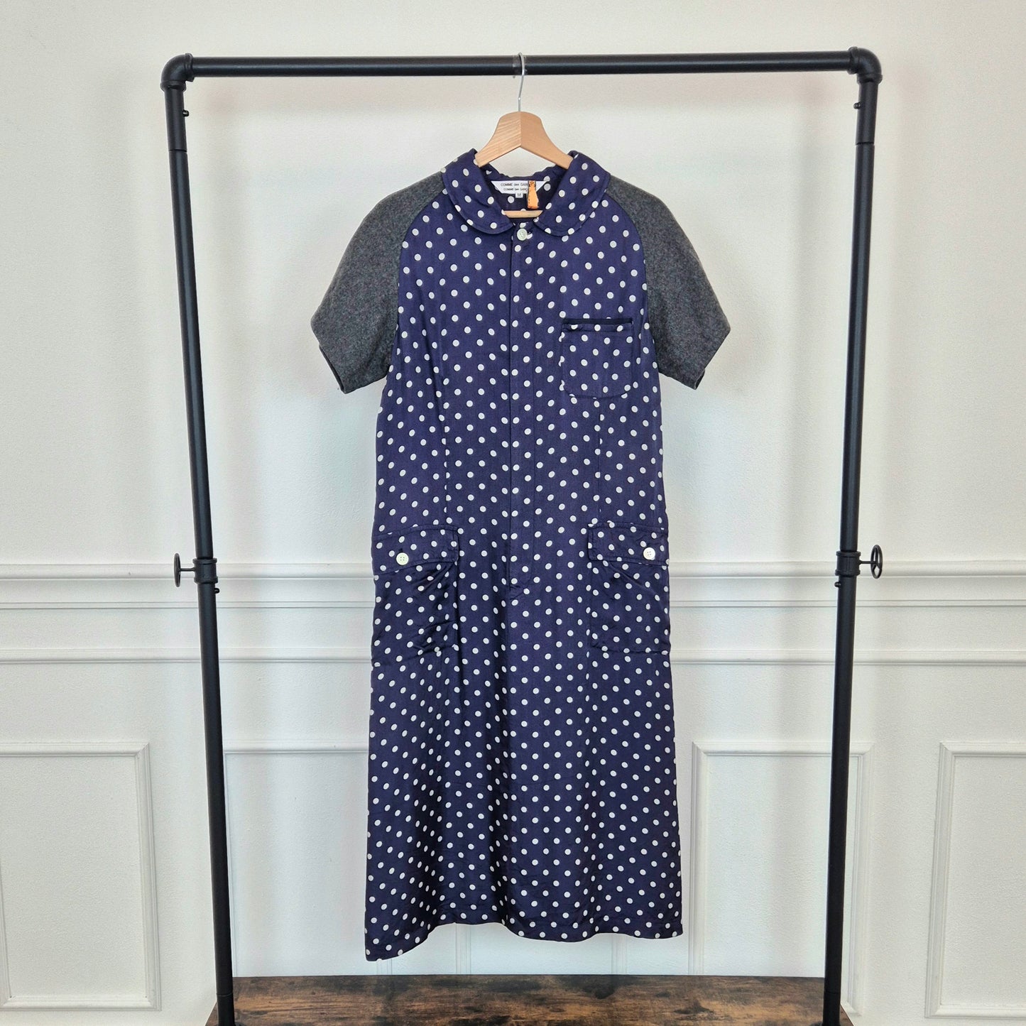 Comme des Garçons | Abito blu pois con maniche in lana