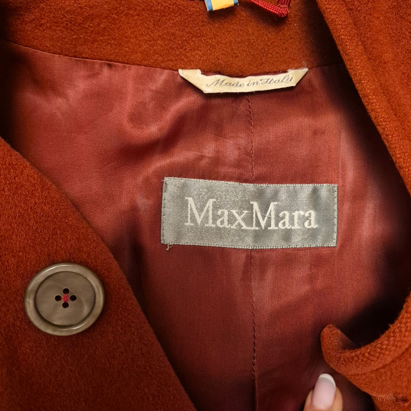 Max Mara | Cappotto bordeaux con cappuccio