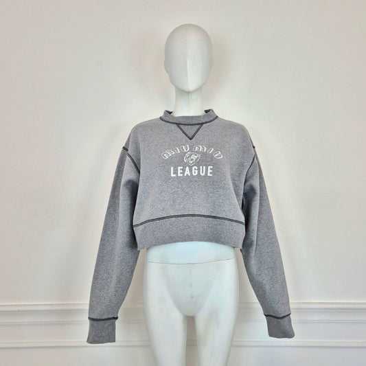 Miu Miu | Felpa grigia cropped "League"