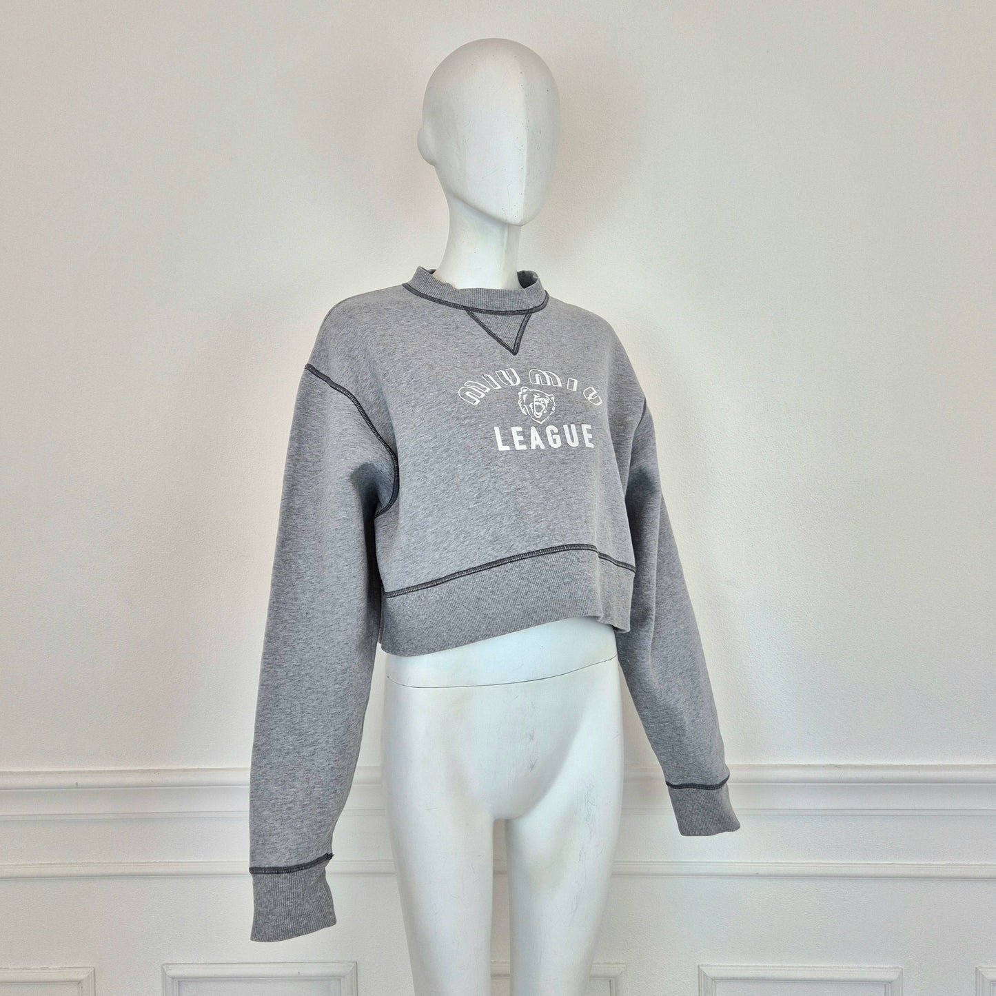 Miu Miu | Felpa grigia cropped "League"