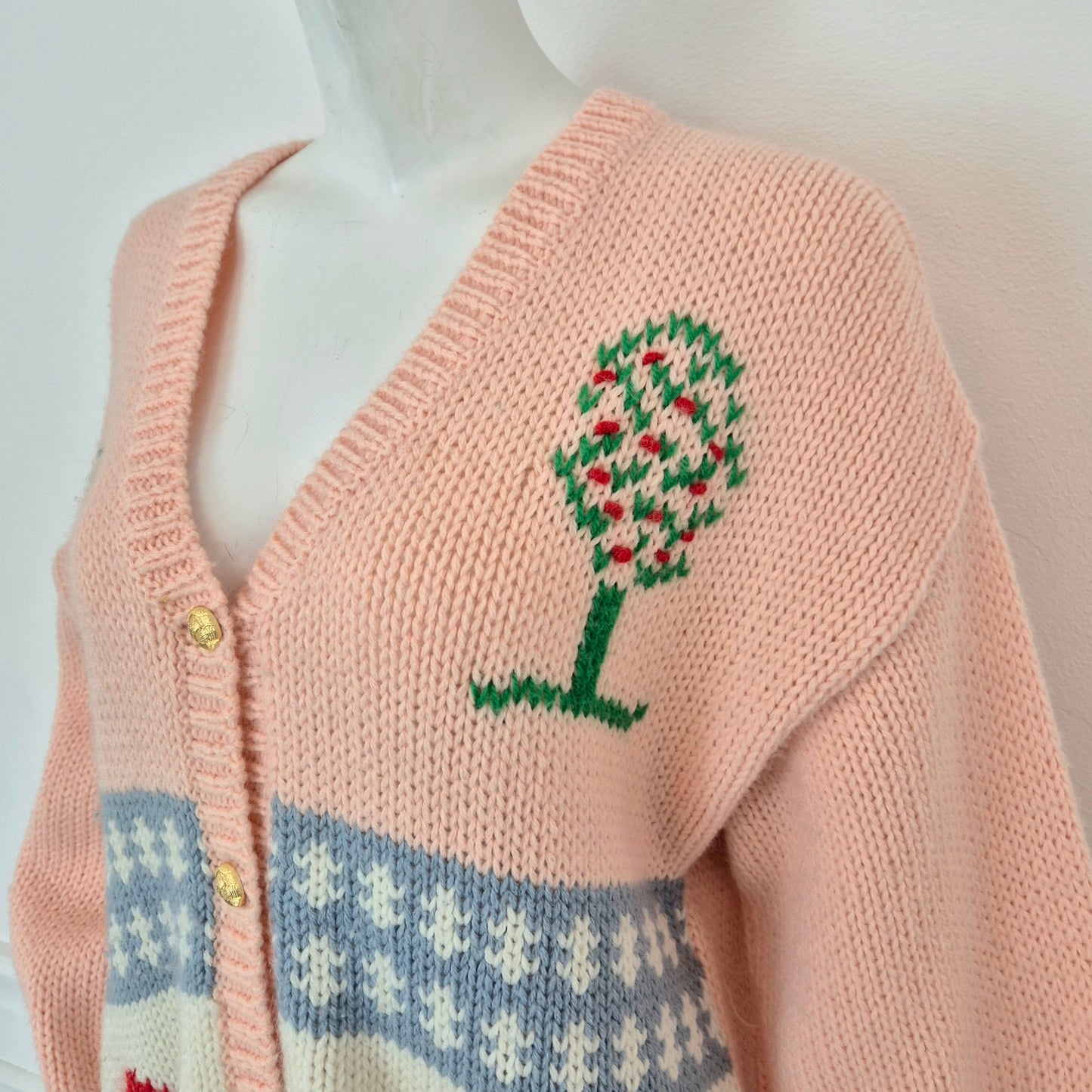 Maxi Cardigan fatto a mano ricami casetta