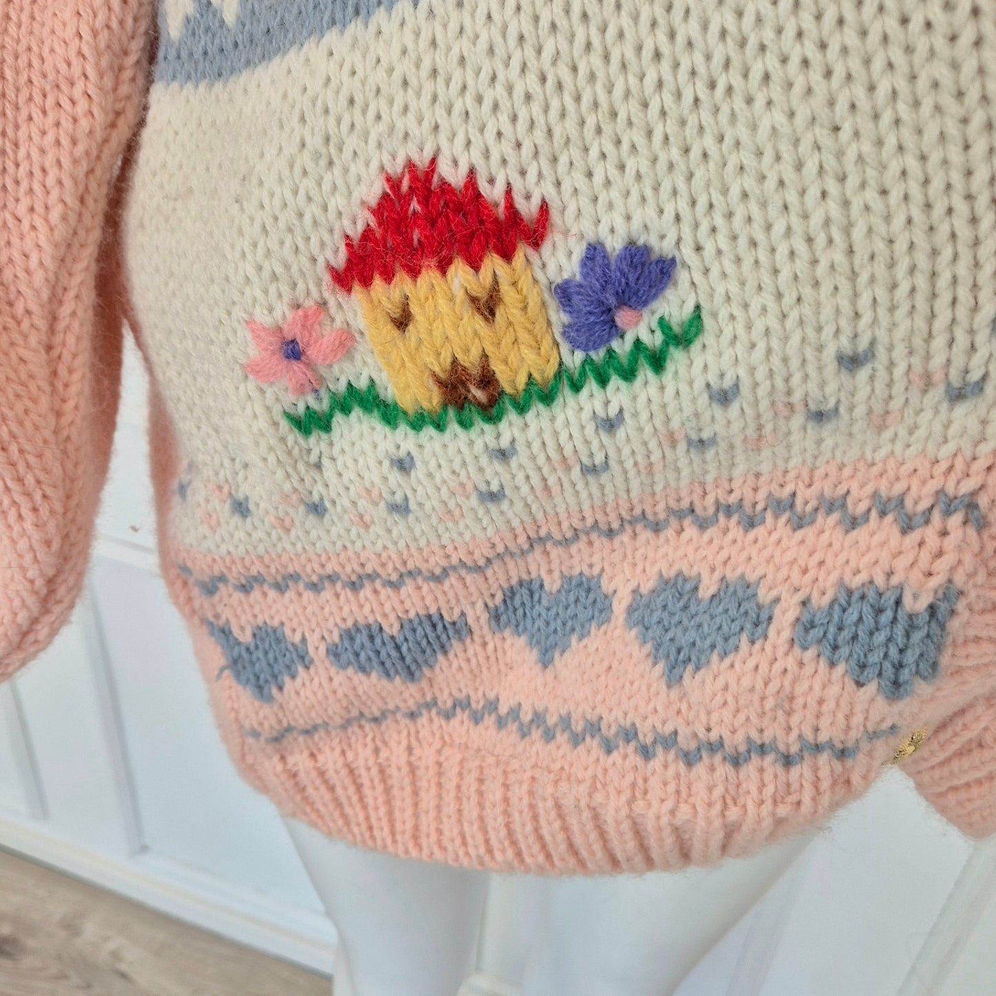 Maxi Cardigan fatto a mano ricami casetta