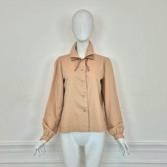 Courreges | Camicia vintage lana beige doppio colletto