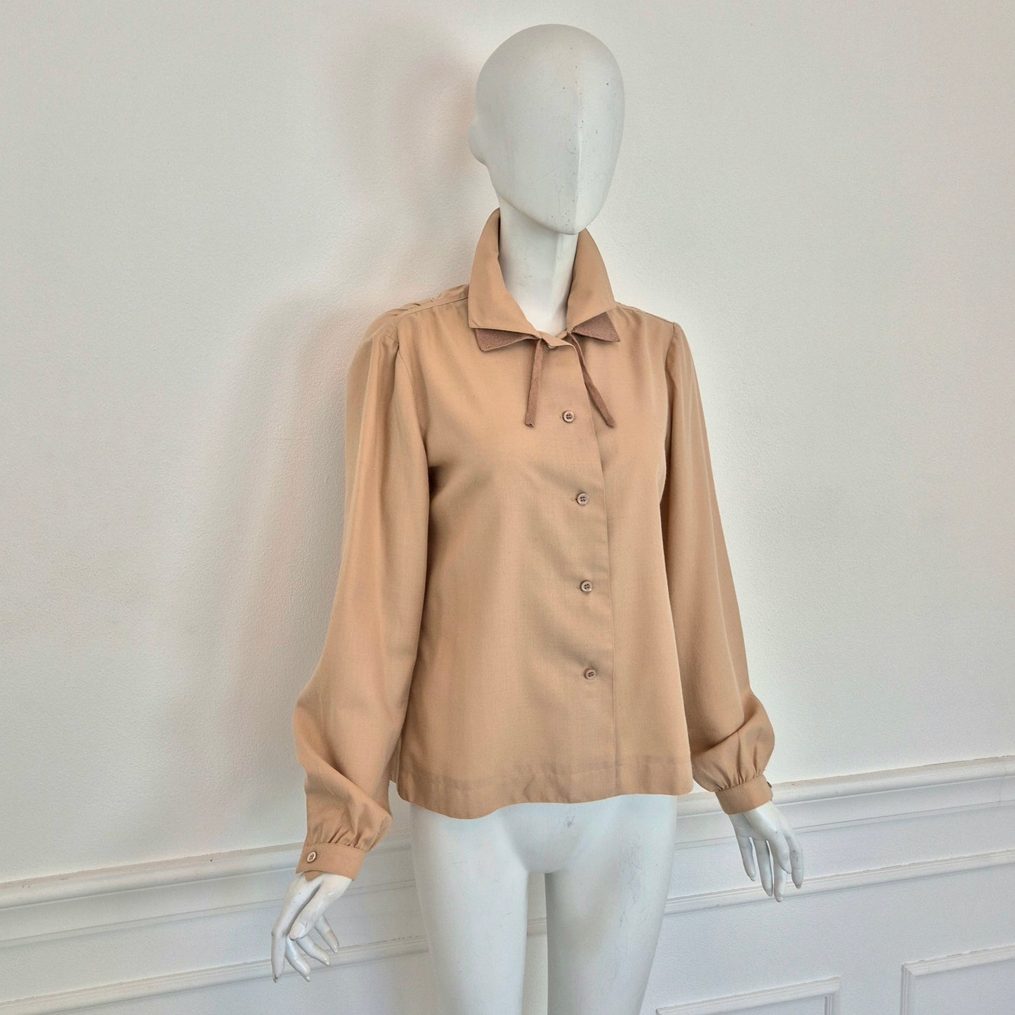Courreges | Camicia vintage lana beige doppio colletto