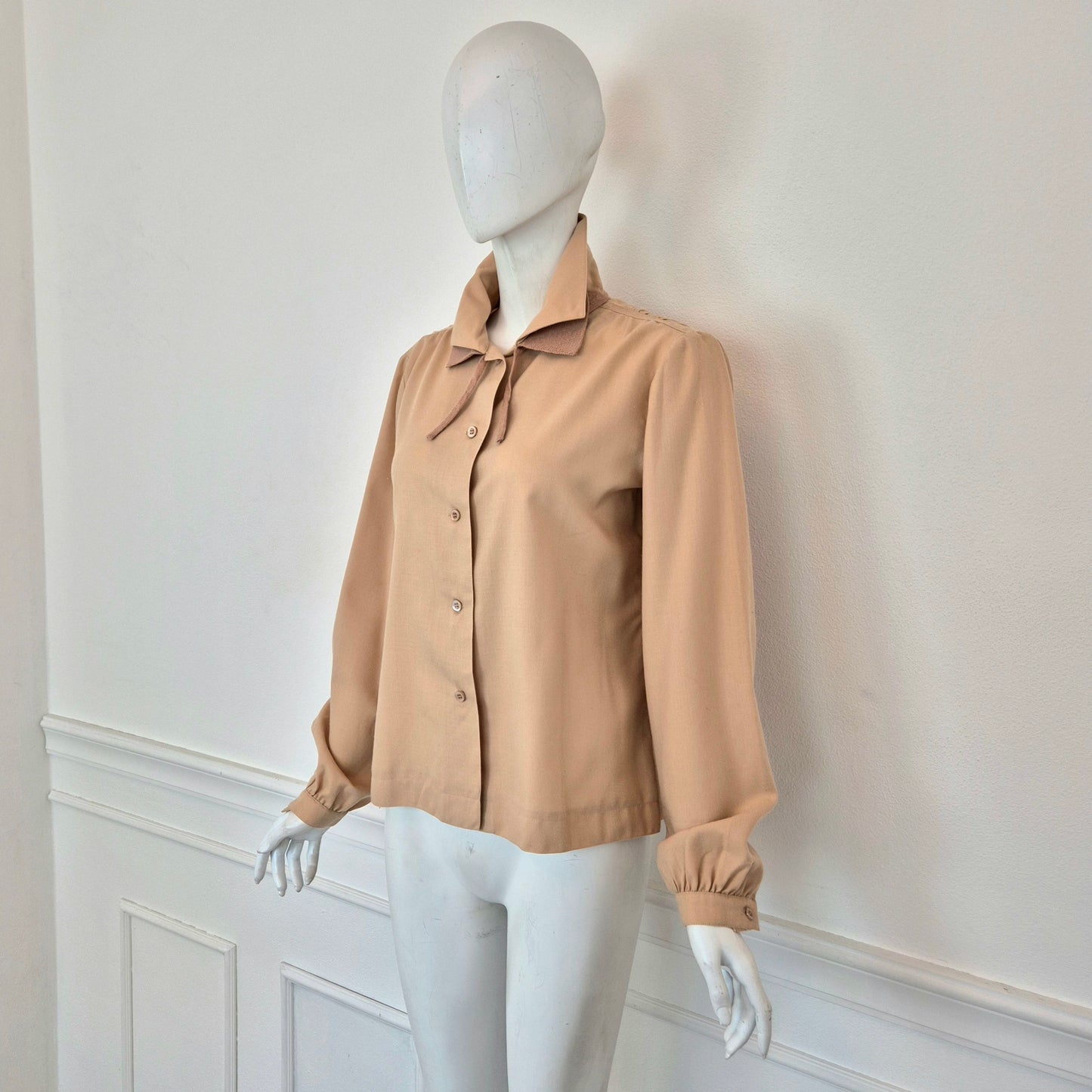 Courreges | Camicia vintage lana beige doppio colletto
