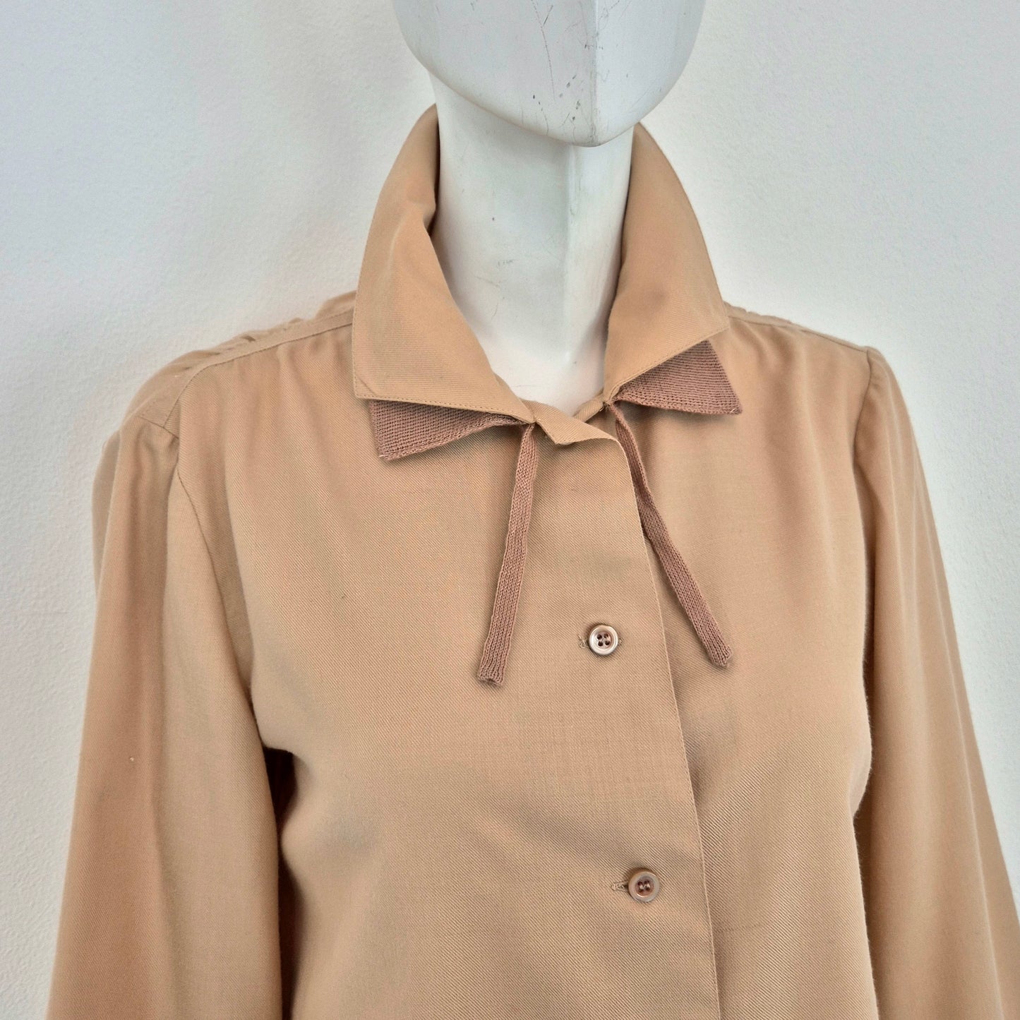 Courreges | Camicia vintage lana beige doppio colletto