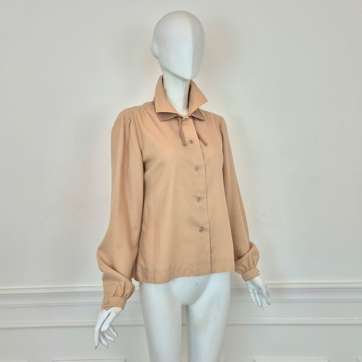 Courreges | Camicia vintage lana beige doppio colletto