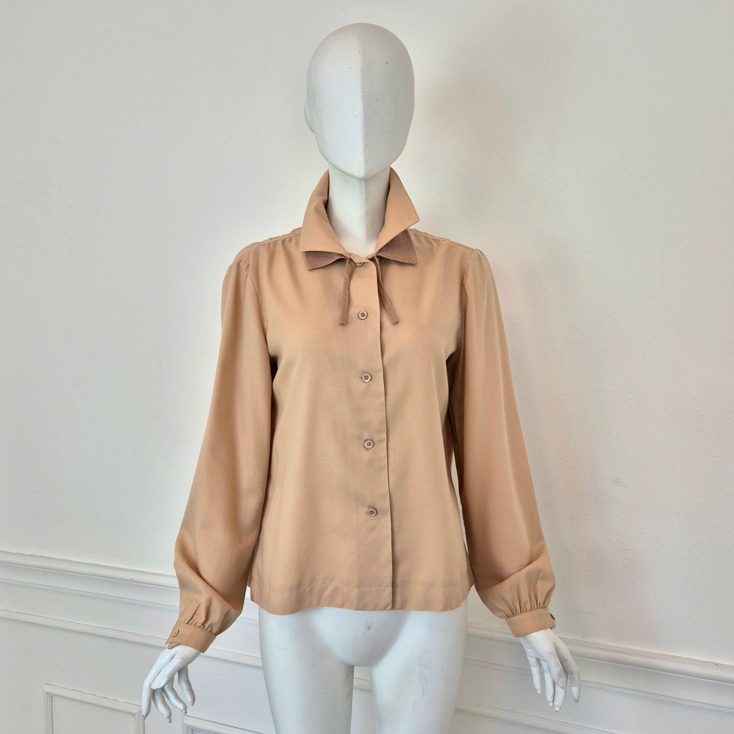 Courreges | Camicia vintage lana beige doppio colletto