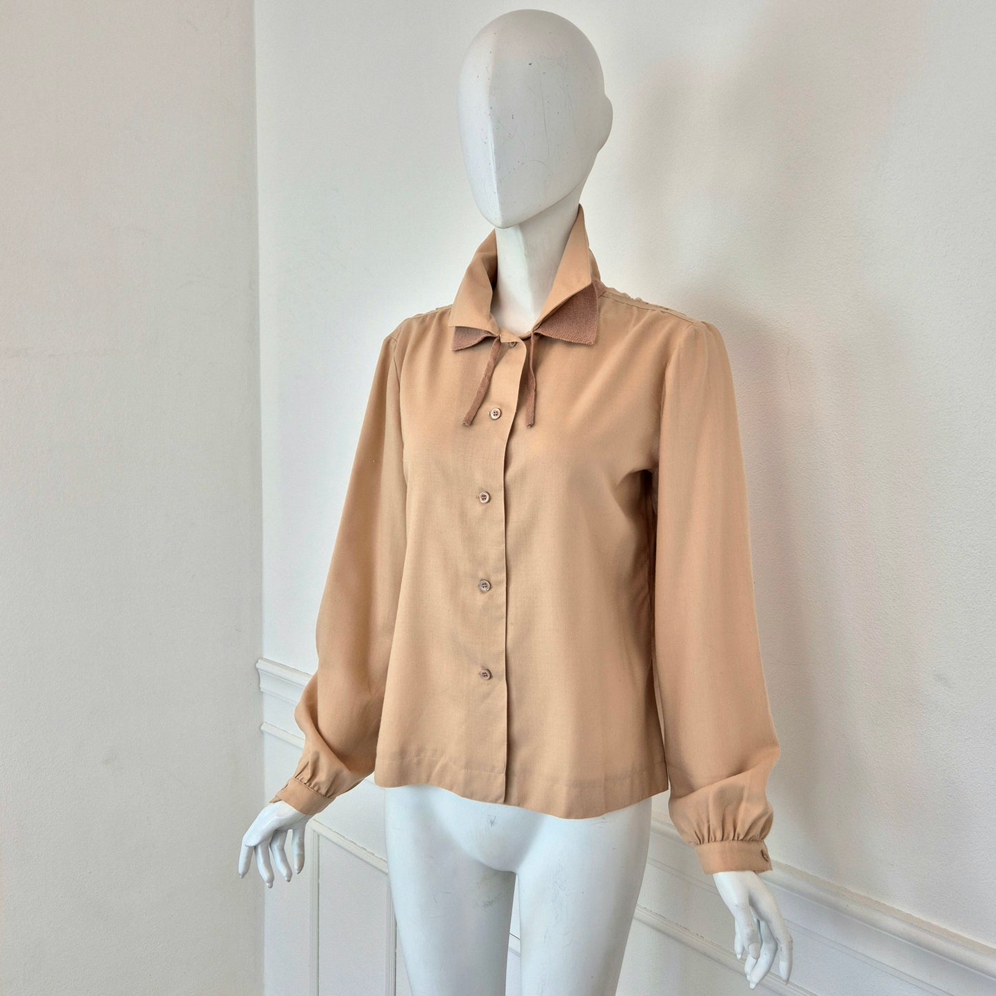 Courreges | Camicia vintage lana beige doppio colletto
