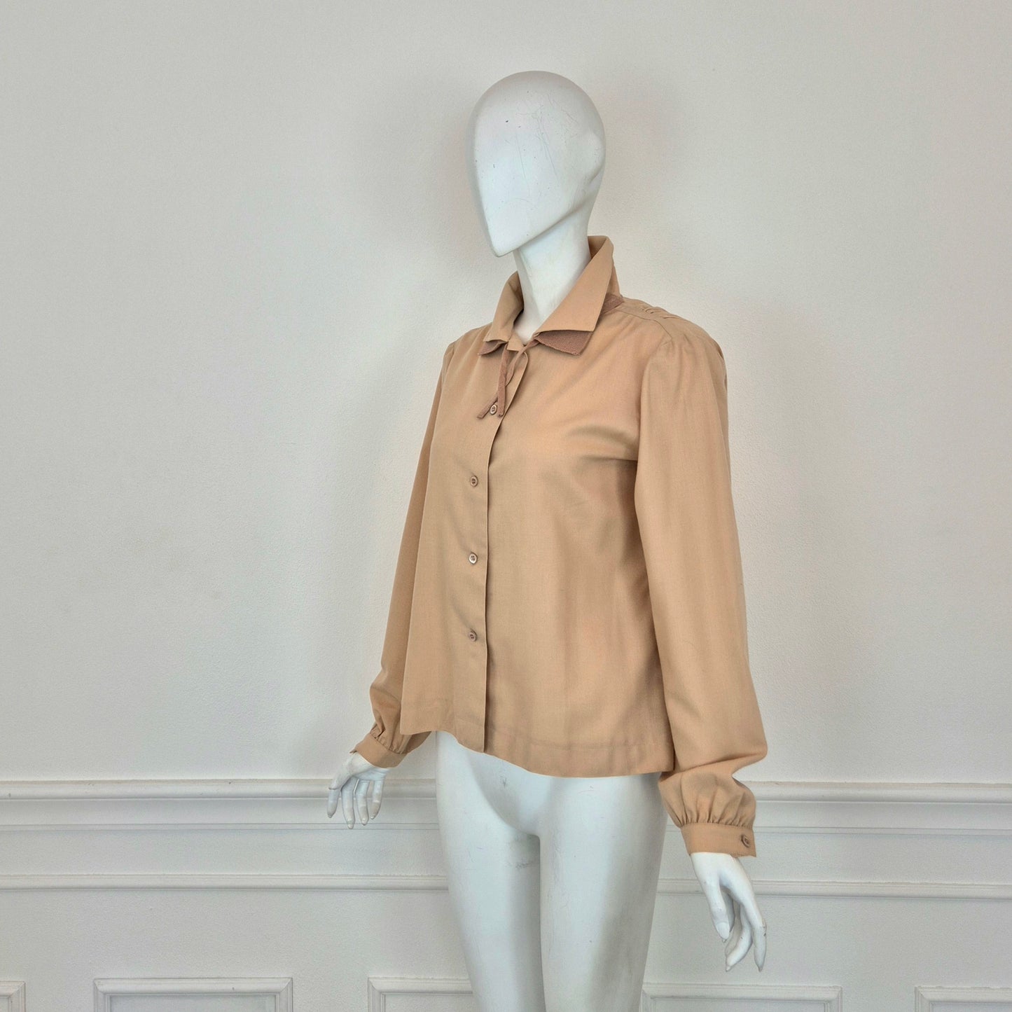 Courreges | Camicia vintage lana beige doppio colletto