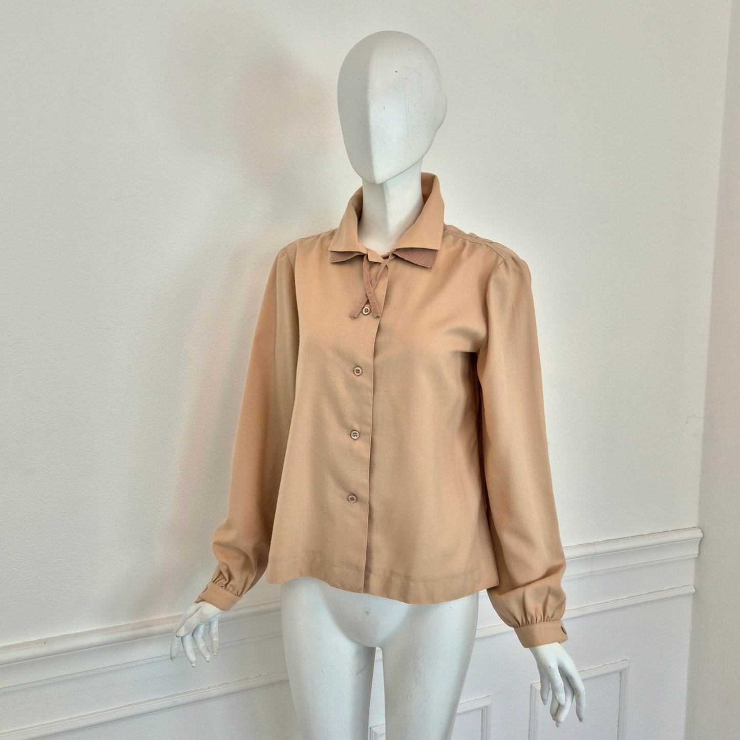 Courreges | Camicia vintage lana beige doppio colletto