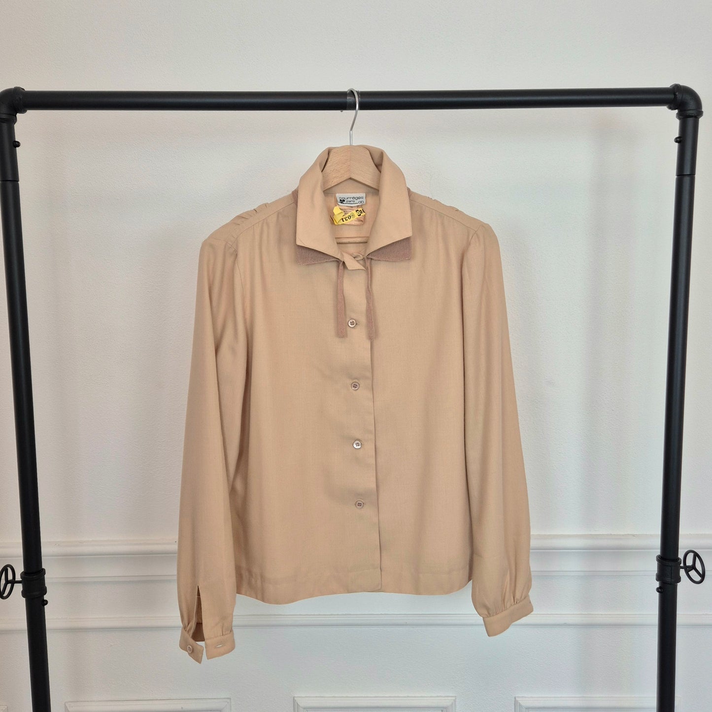 Courreges | Camicia vintage lana beige doppio colletto