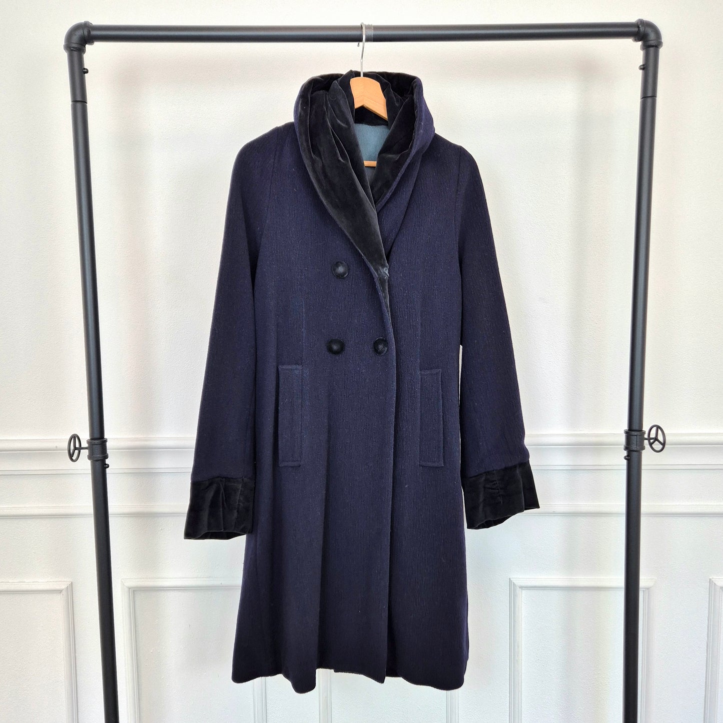 Romeo Gigli | Cappotto blu dettagli velluto