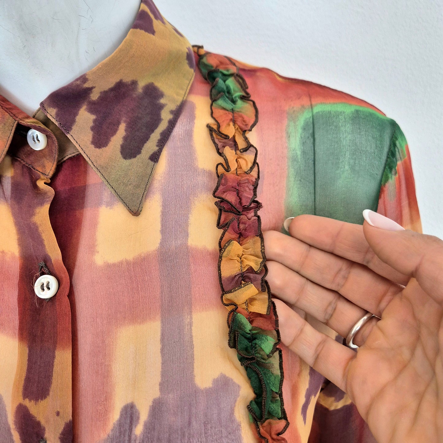 Romeo Gigli | Camicia velata fantasia multicolor