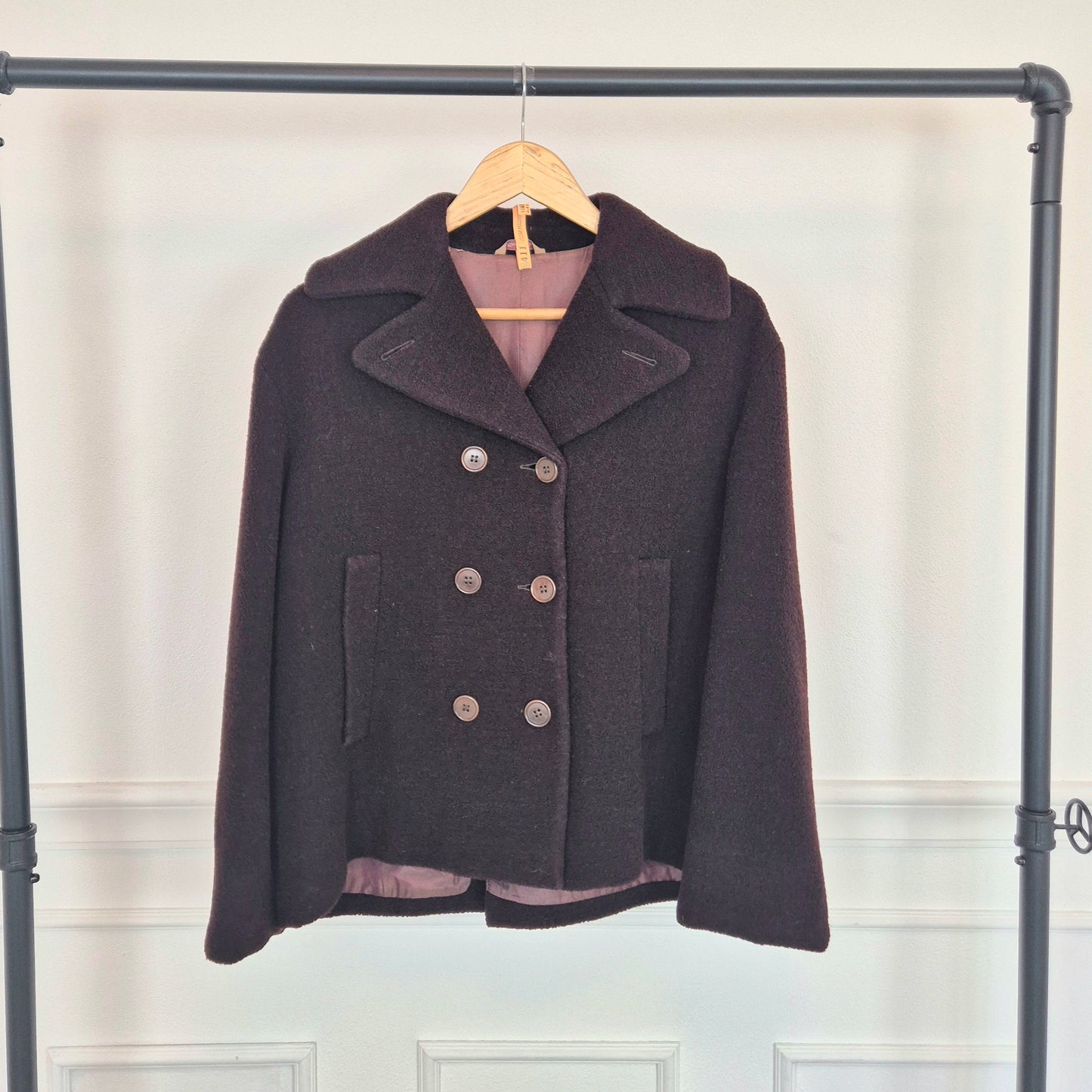 Romeo Gigli | Cappottino caban marrone lana bouclè