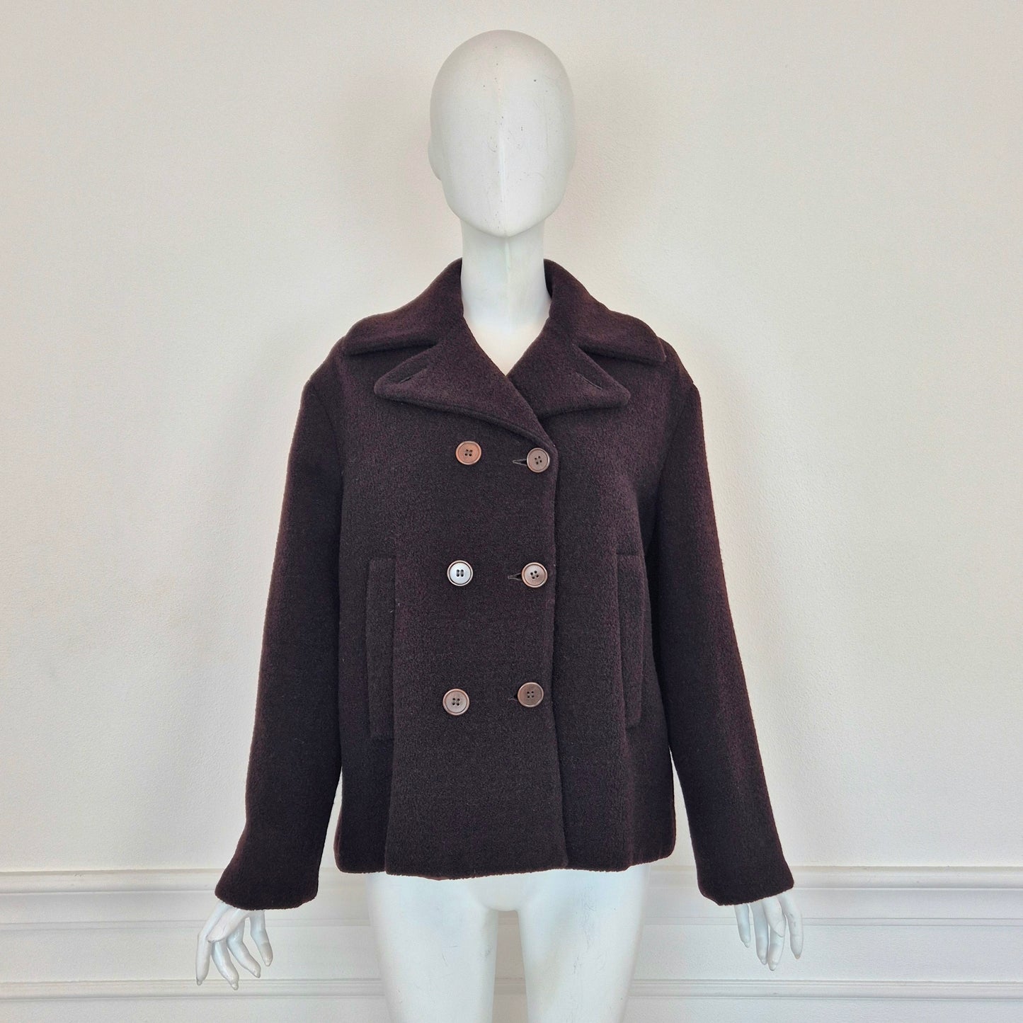 Romeo Gigli | Cappottino caban marrone lana bouclè