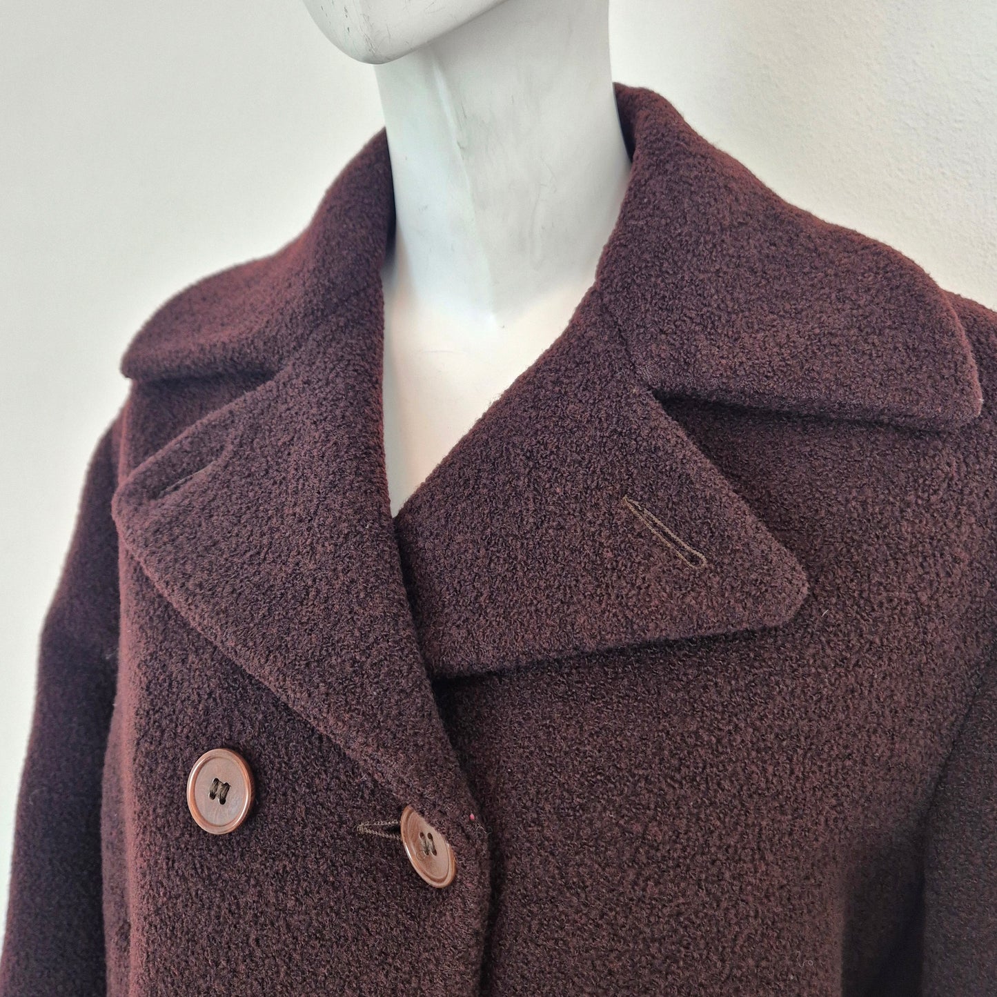 Romeo Gigli | Cappottino caban marrone lana bouclè