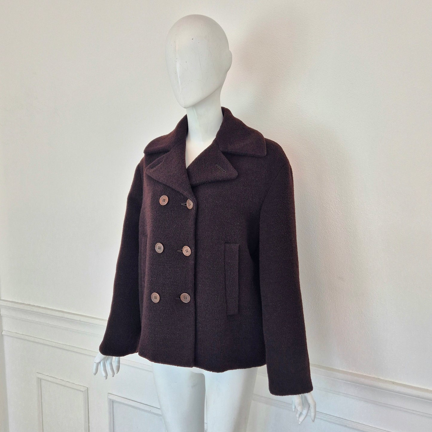 Romeo Gigli | Cappottino caban marrone lana bouclè