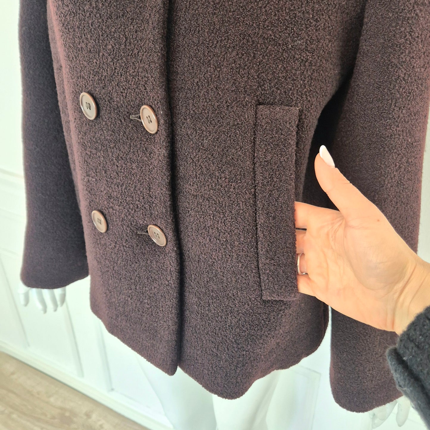 Romeo Gigli | Cappottino caban marrone lana bouclè