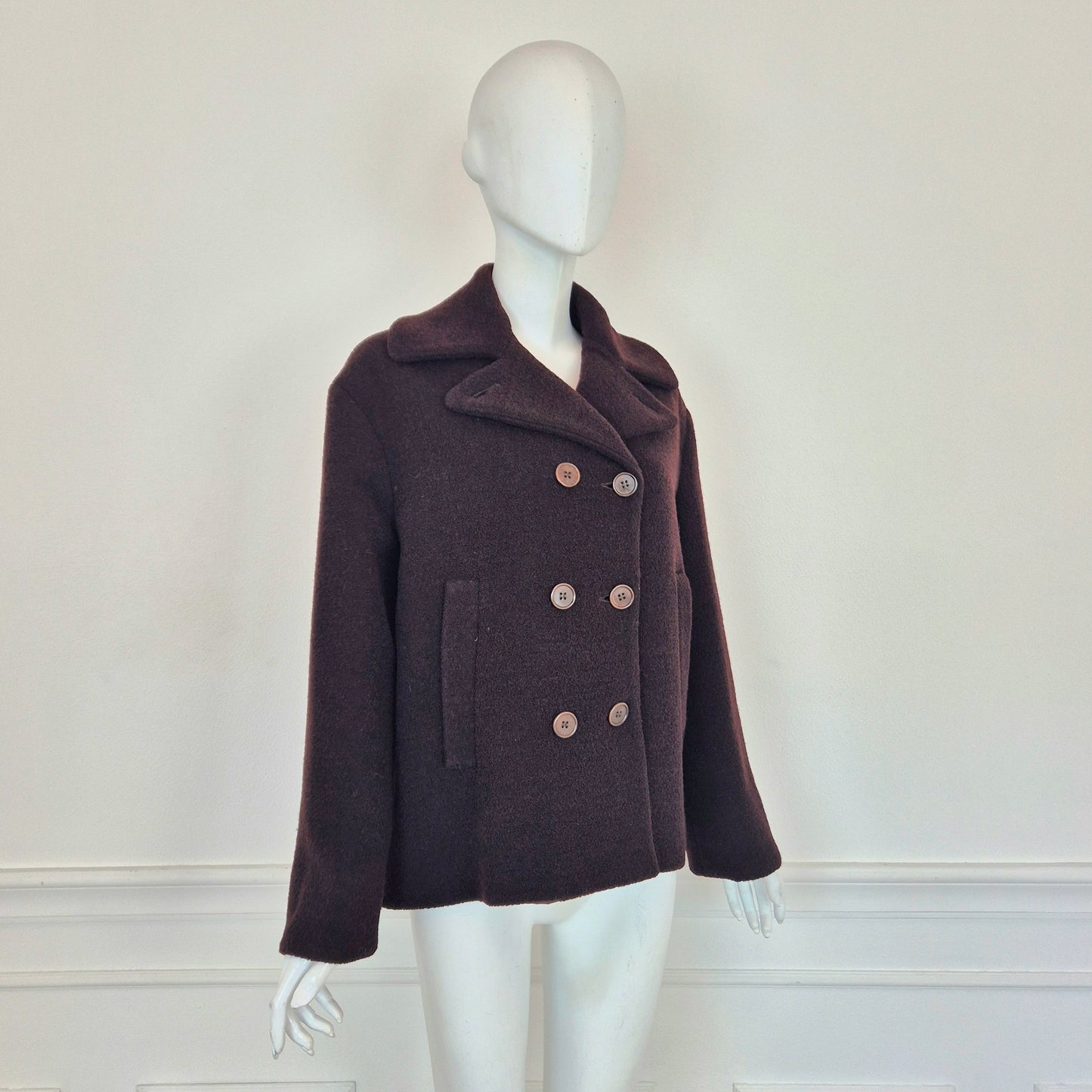 Romeo Gigli | Cappottino caban marrone lana bouclè