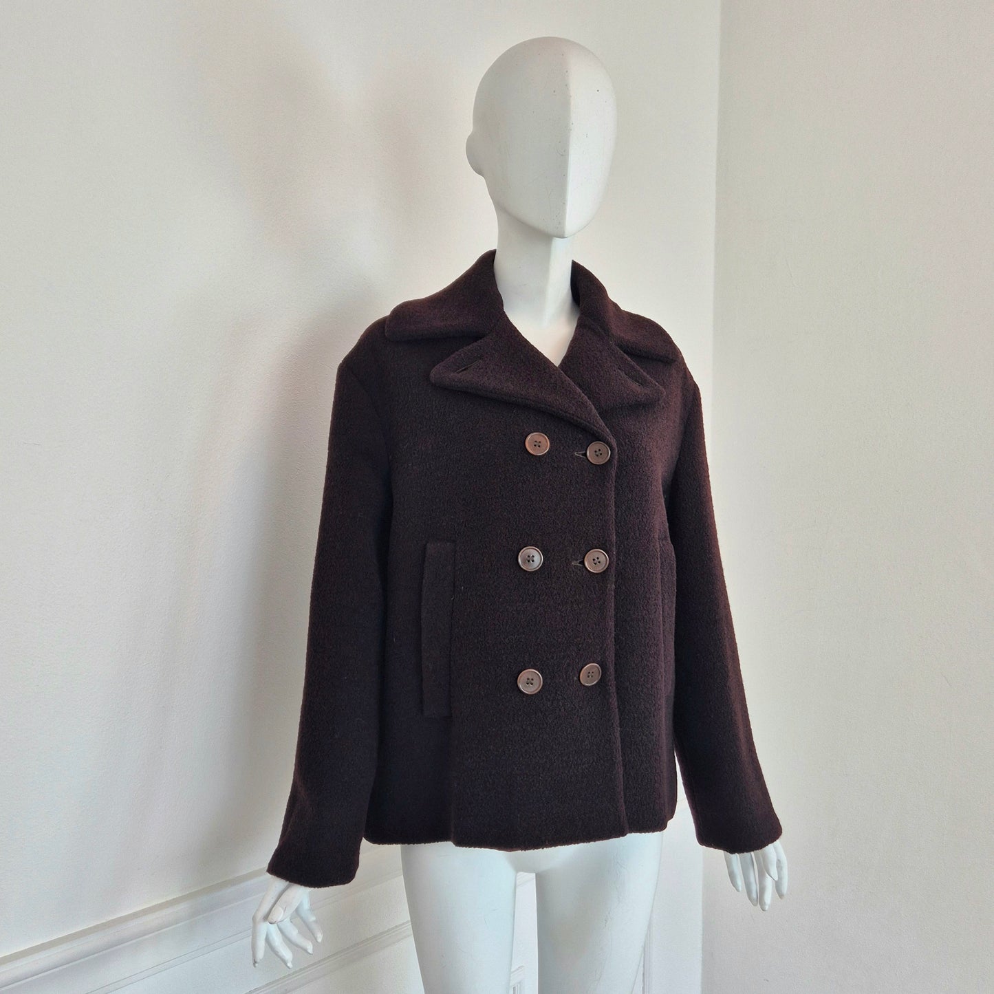 Romeo Gigli | Cappottino caban marrone lana bouclè