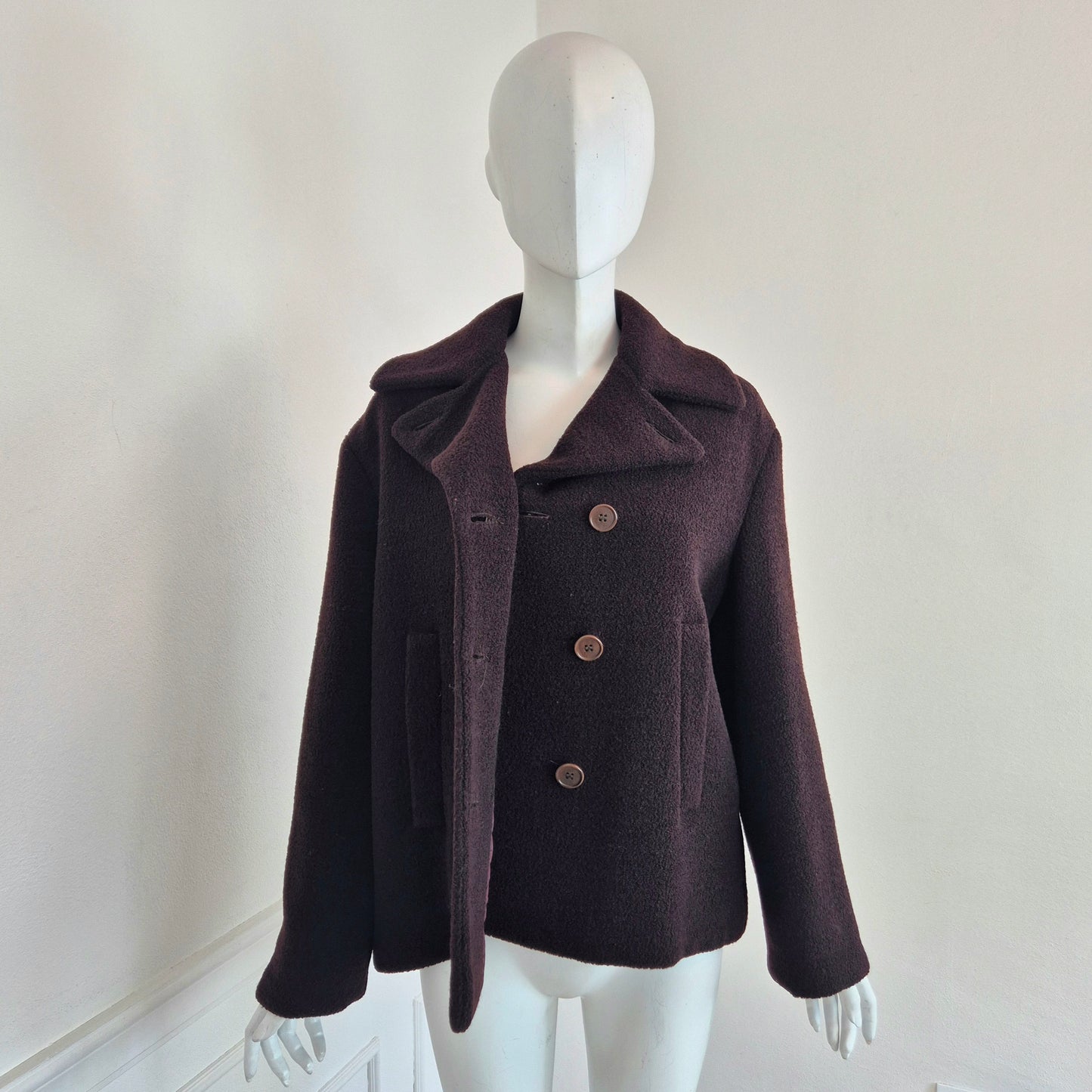 Romeo Gigli | Cappottino caban marrone lana bouclè