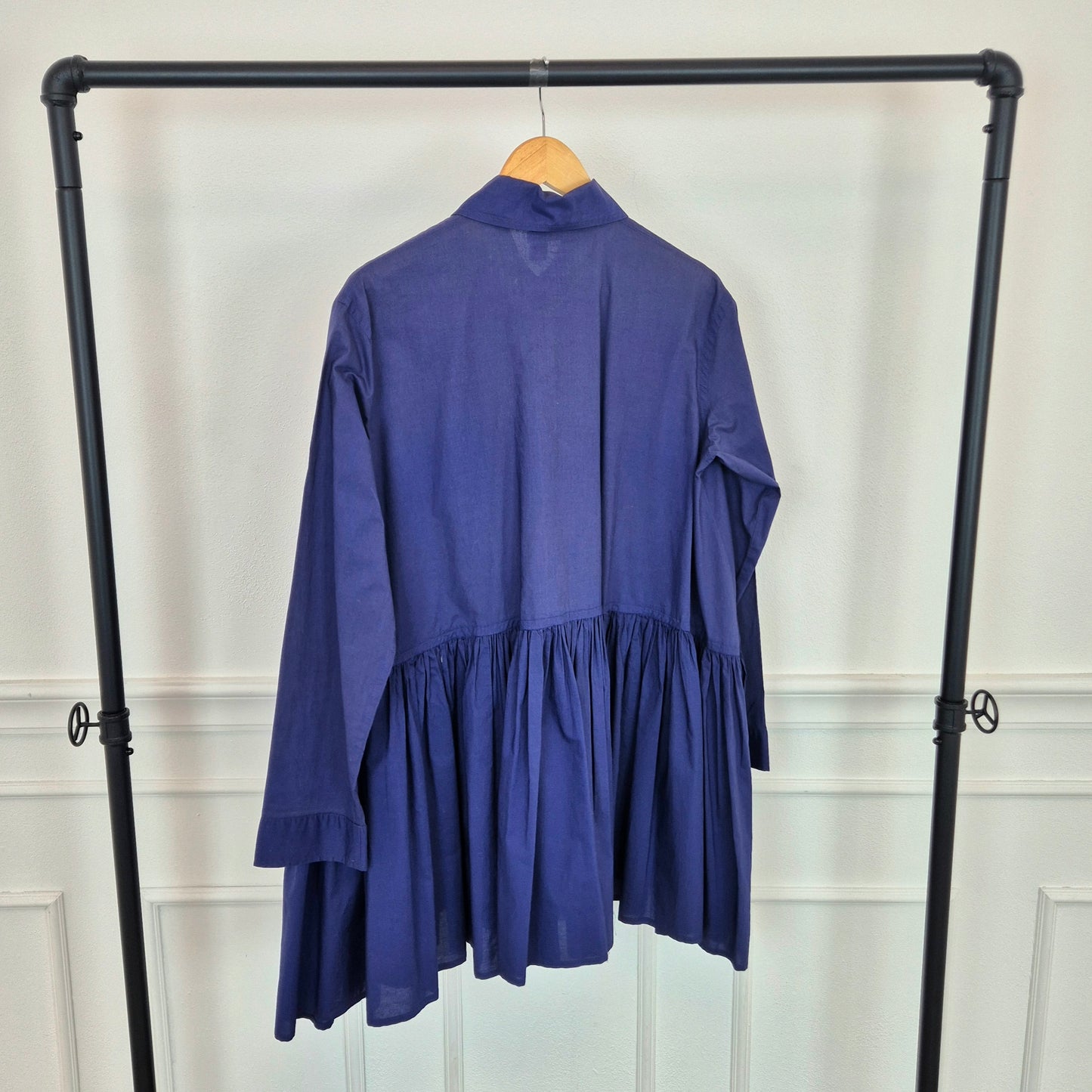 Romeo Gigli | Maxi camicia/abito balze blu indaco