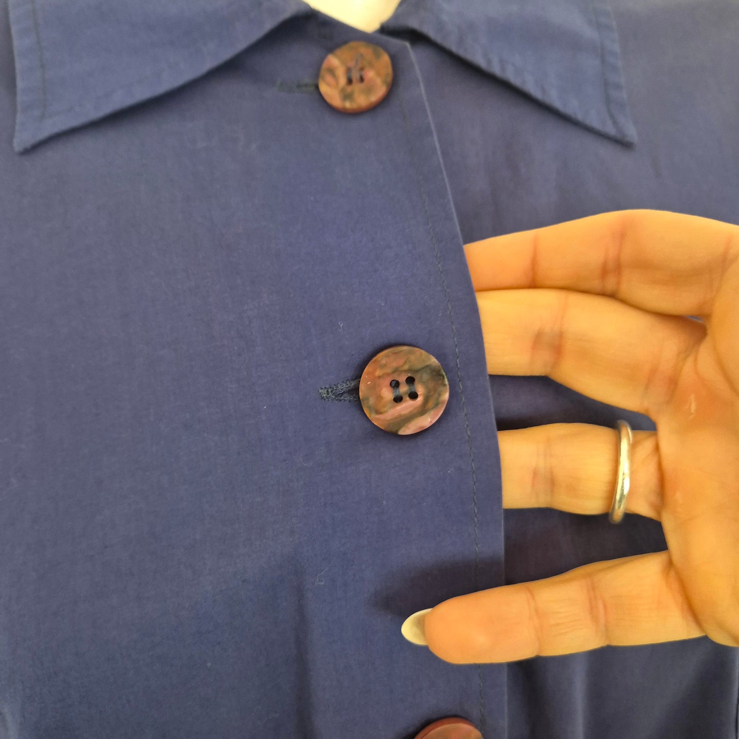 Romeo Gigli | Maxi camicia/abito balze blu indaco