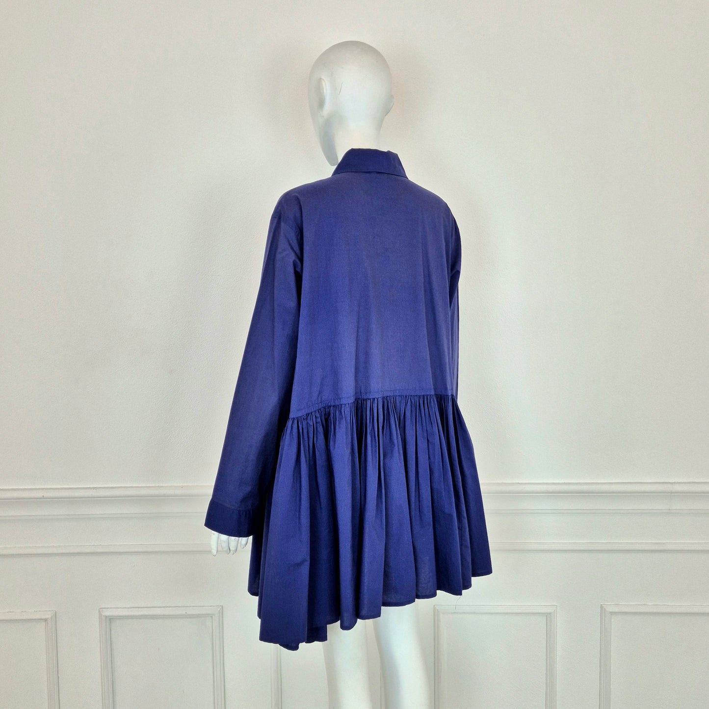 Romeo Gigli | Maxi camicia/abito balze blu indaco