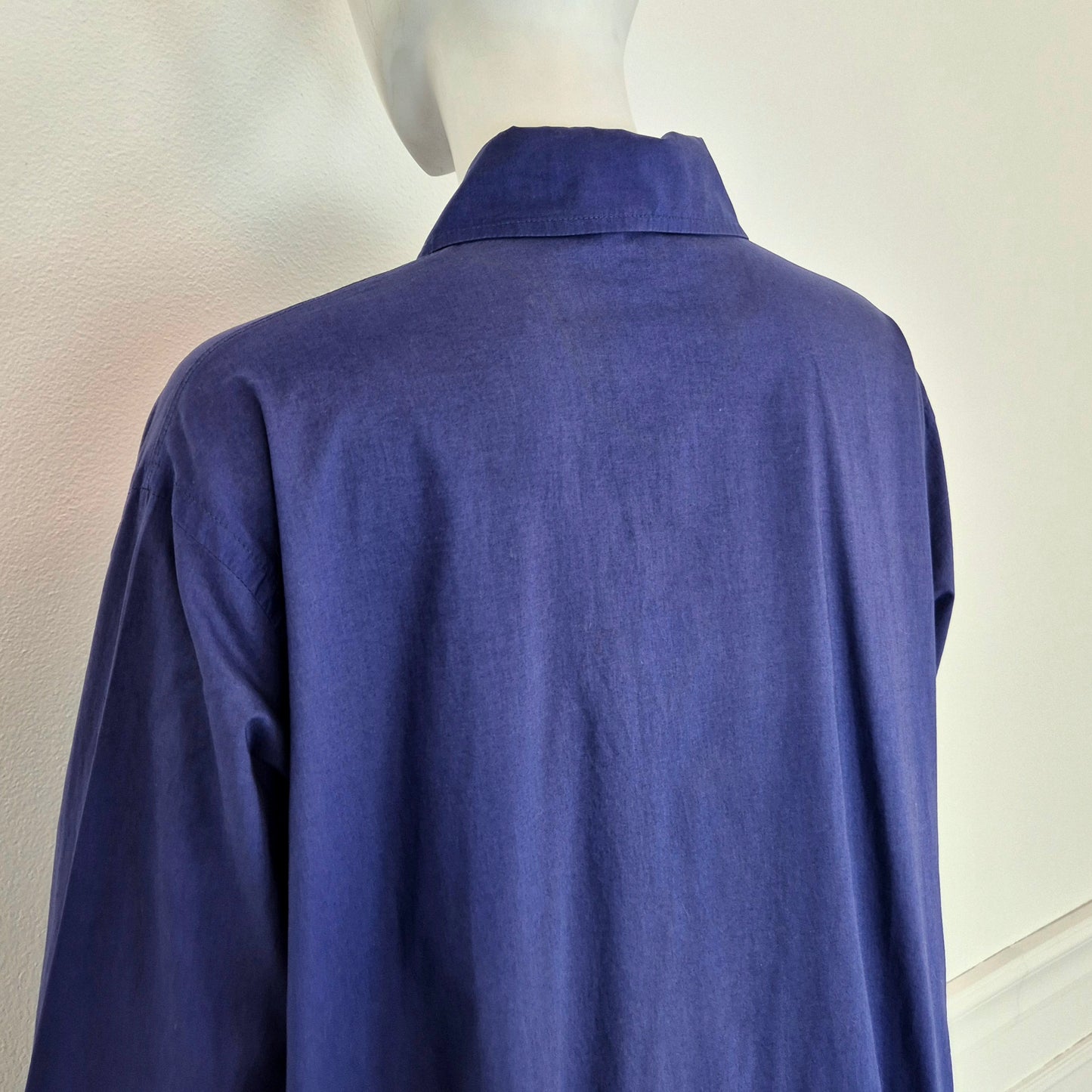 Romeo Gigli | Maxi camicia/abito balze blu indaco
