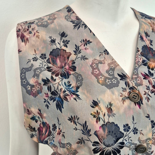 Callaghan by Romeo Gigli | Gilet in seta grigia stampa floreale 1991