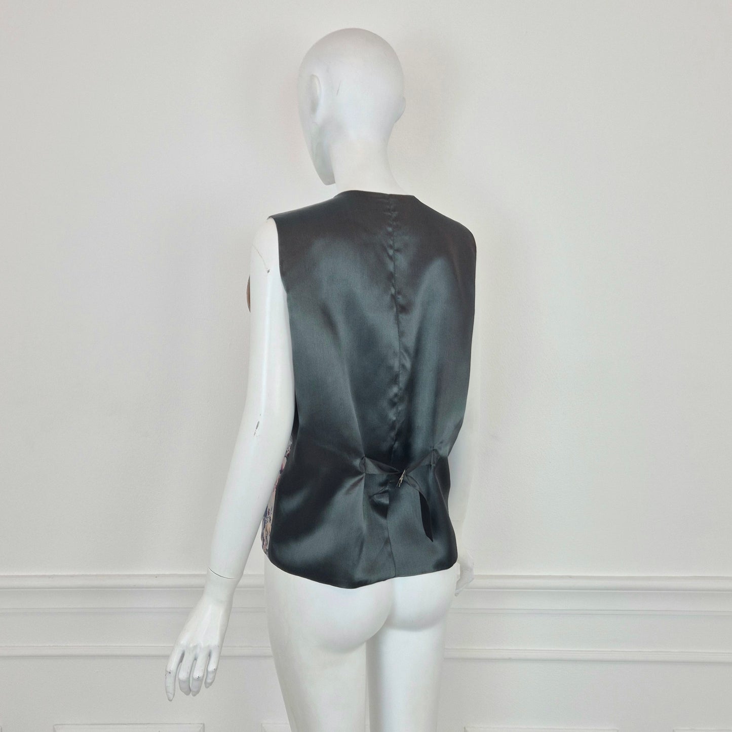 Callaghan by Romeo Gigli | Gilet in seta grigia stampa floreale 1991