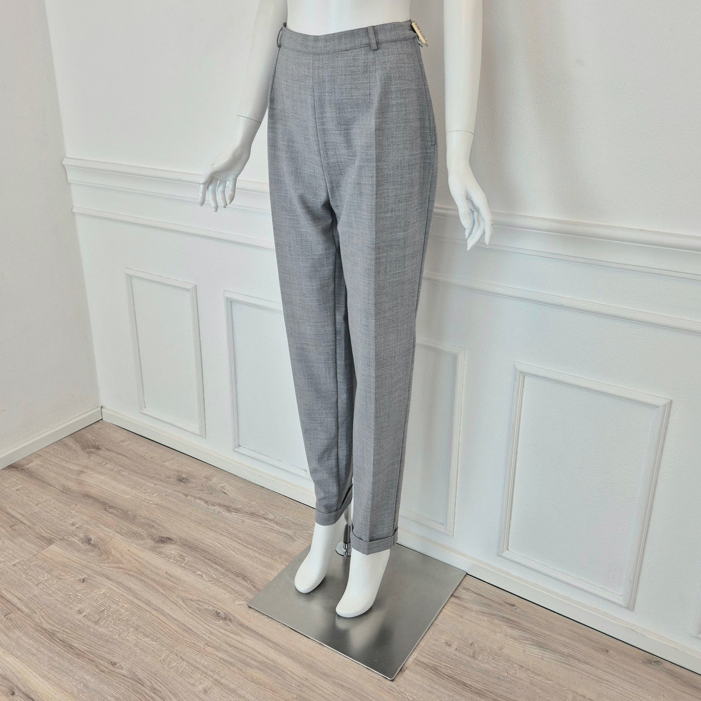 Pantaloni vintage in fresco lana grigio chiaro