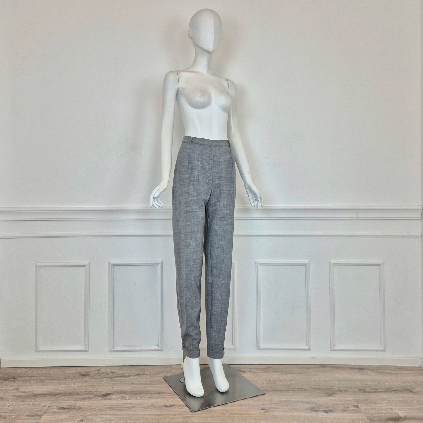 Pantaloni vintage in fresco lana grigio chiaro