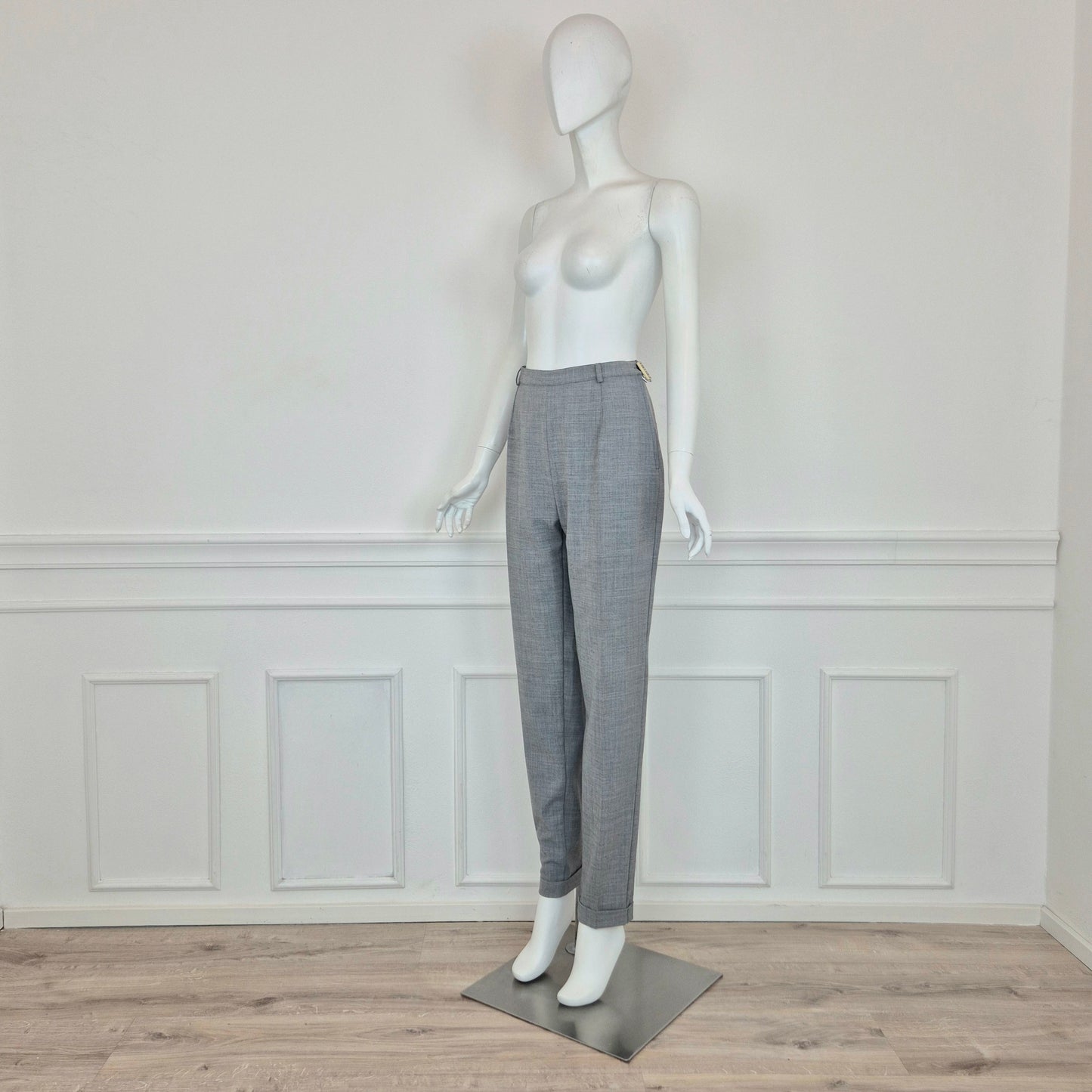 Pantaloni vintage in fresco lana grigio chiaro
