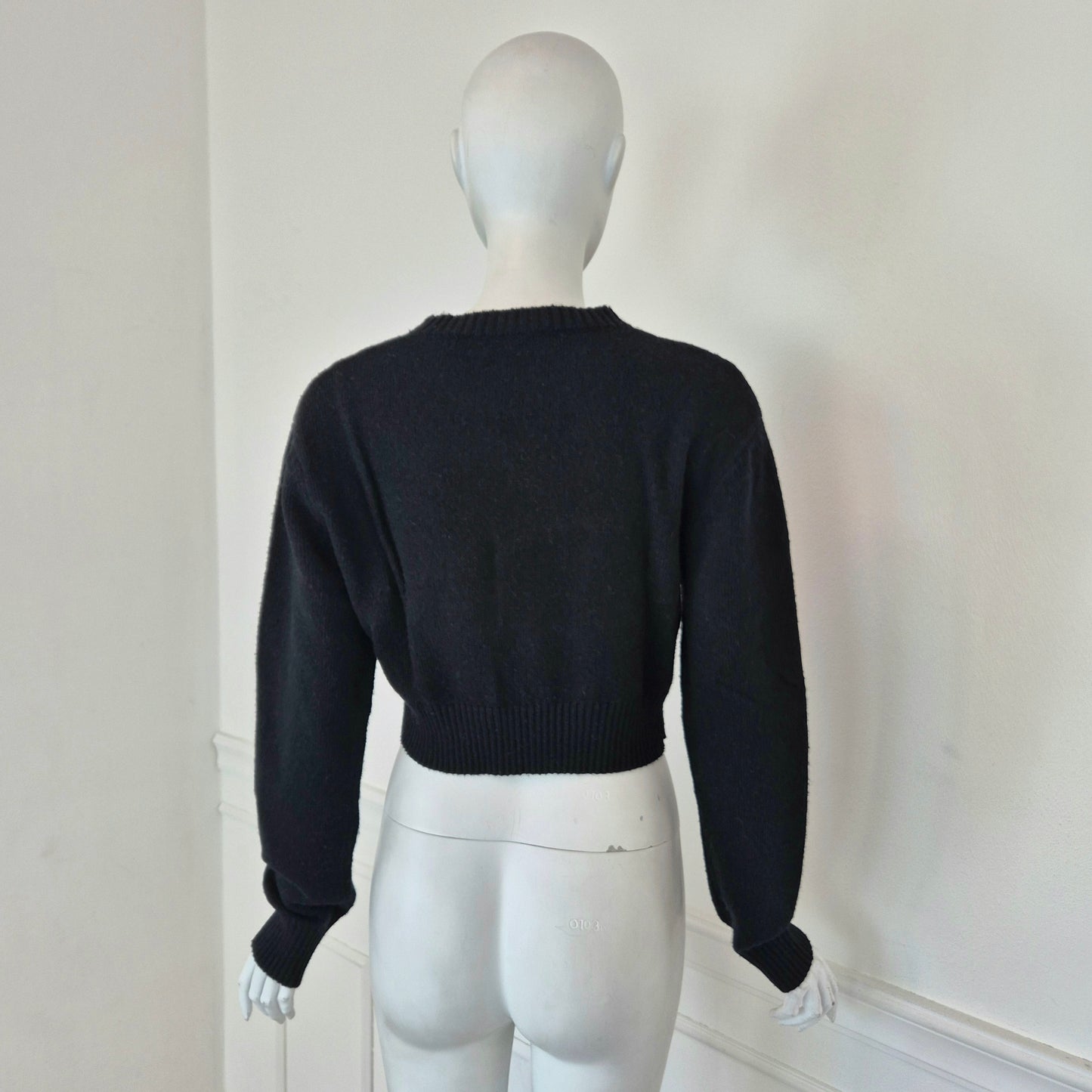 Miu Miu | Maglione nero cropped con logo