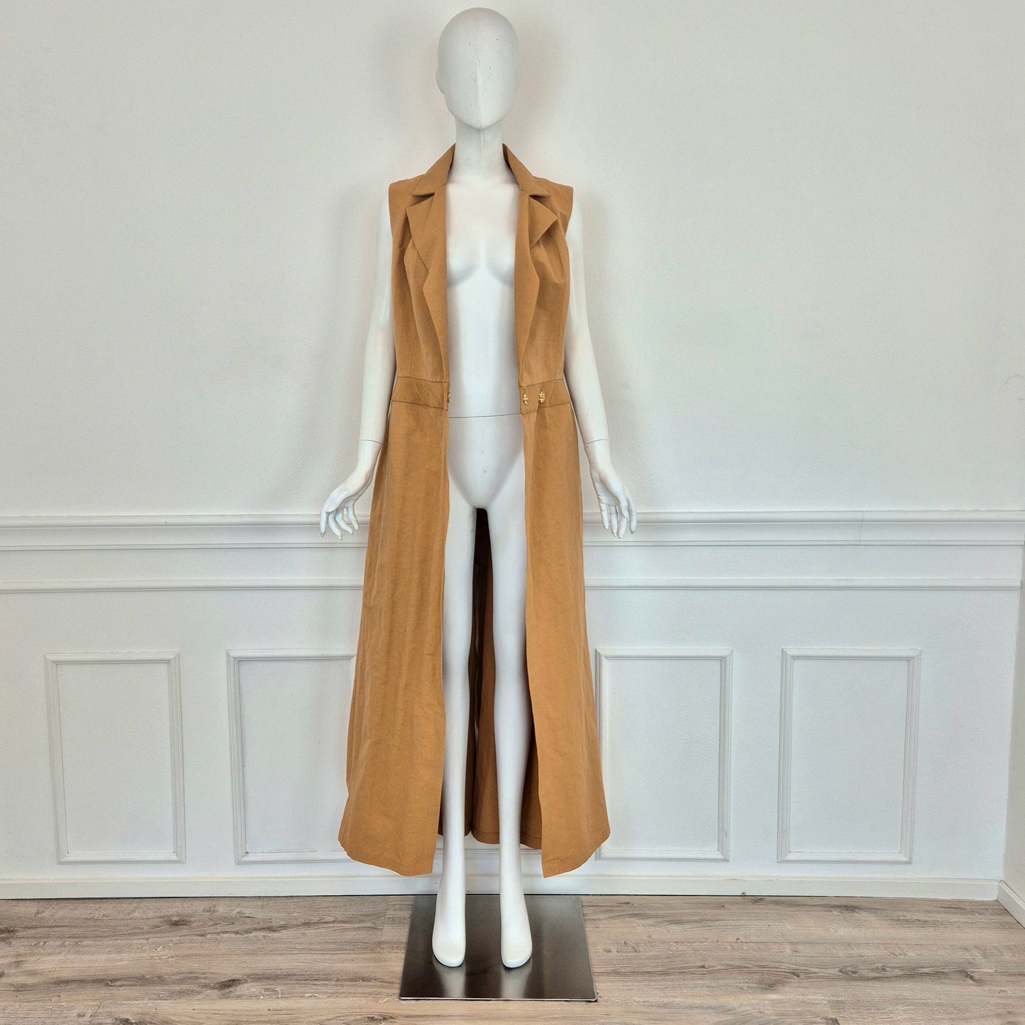 Sophia Nubes | Soprabito - gilet lungo sabbia