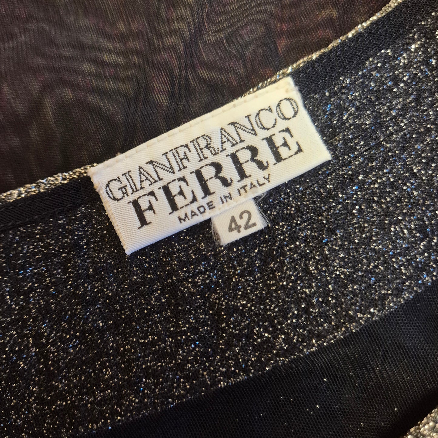Gianfranco Ferrè | Maglia blu velata ricamo argento