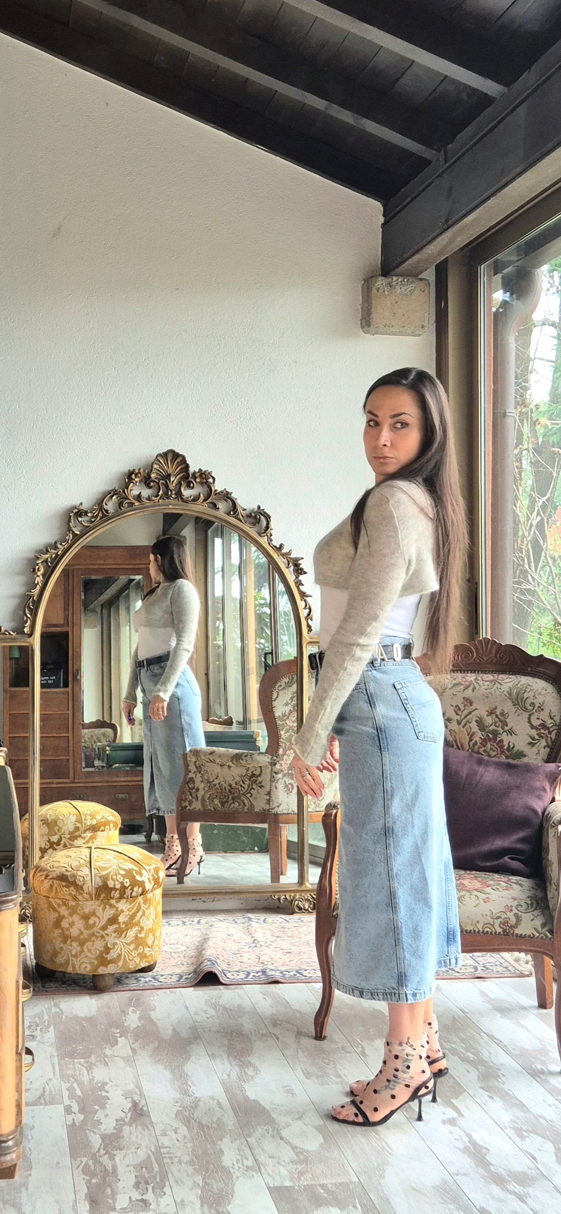 Tommy Hilfiger | Gonna midi in denim lavaggio chiaro