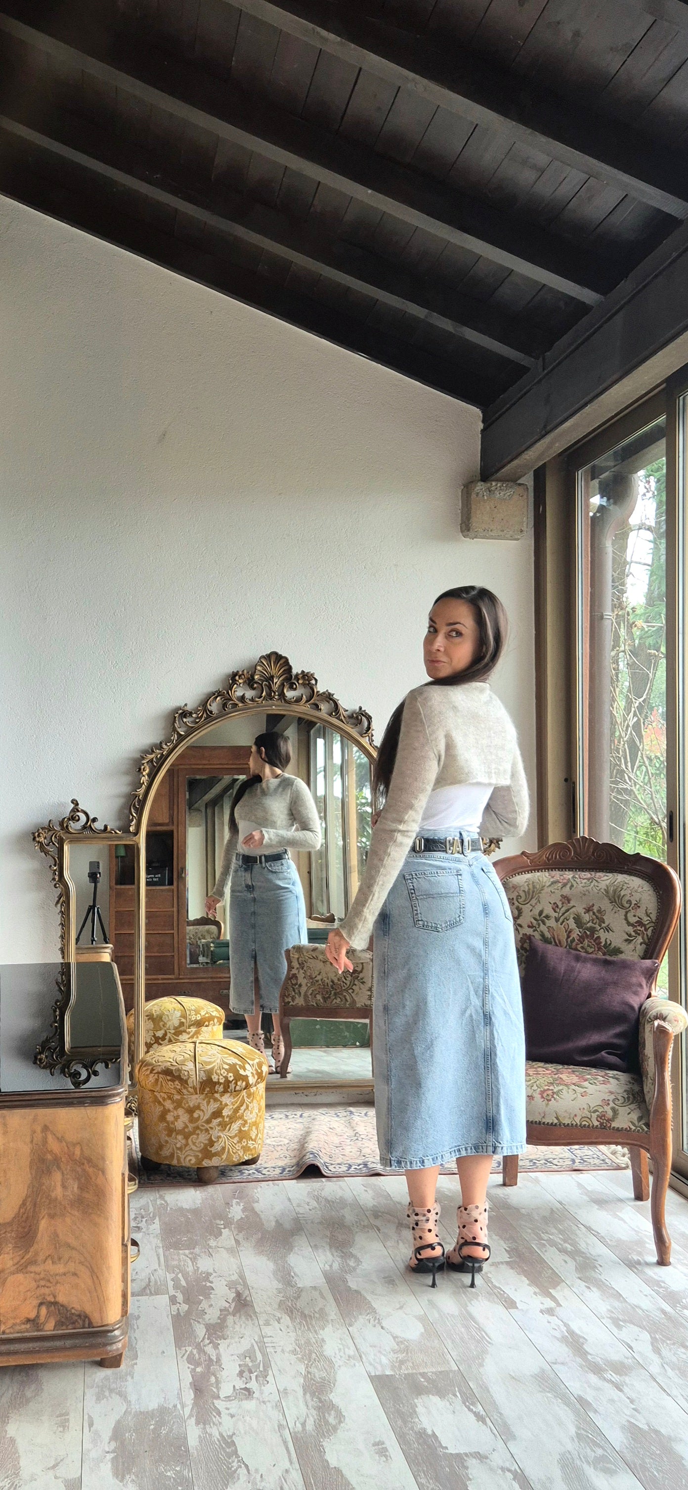 Tommy Hilfiger | Gonna midi in denim lavaggio chiaro