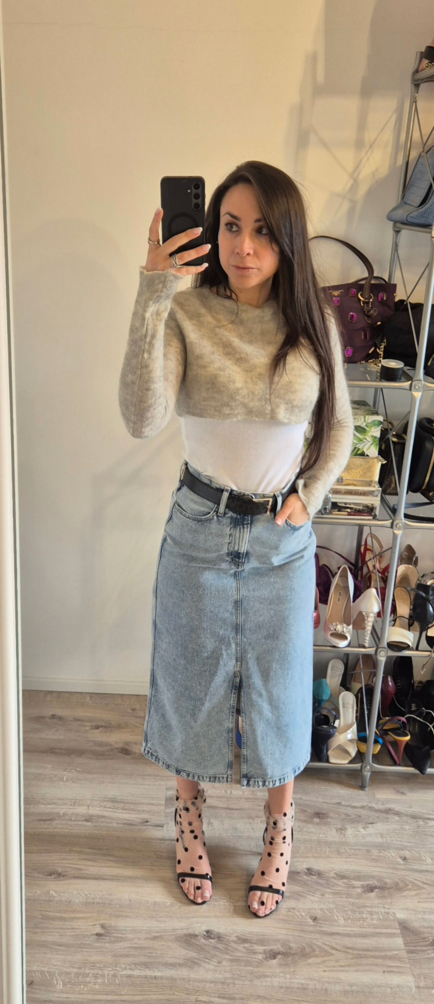 Tommy Hilfiger | Gonna midi in denim lavaggio chiaro