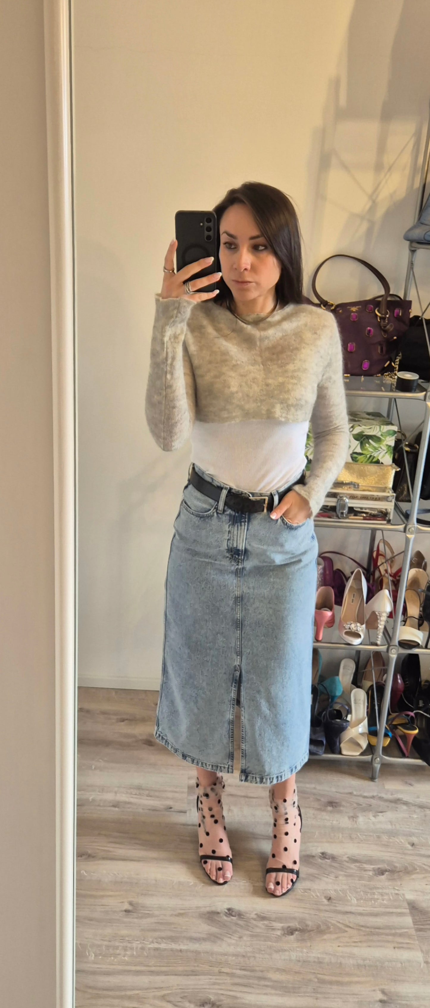 Tommy Hilfiger | Gonna midi in denim lavaggio chiaro