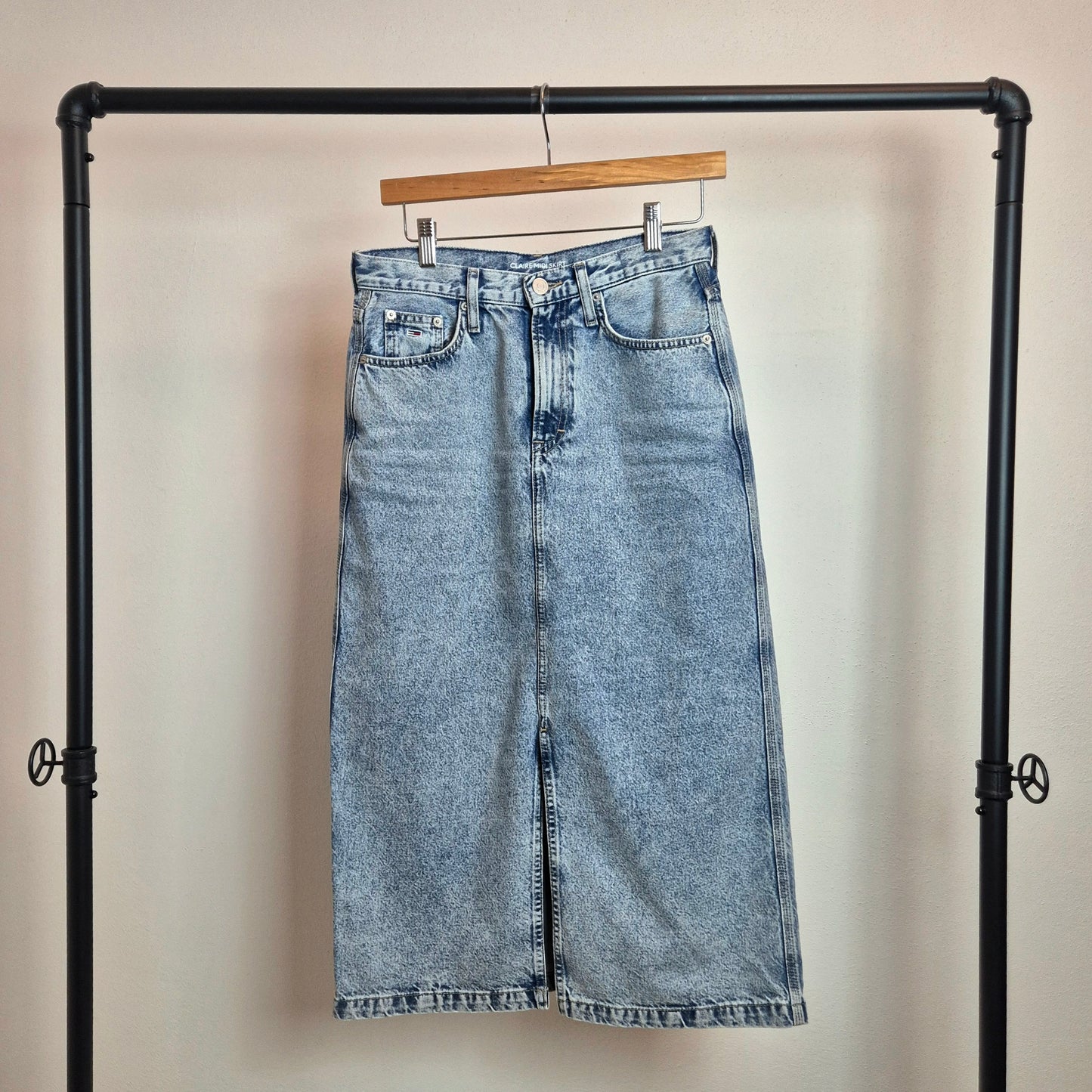 Tommy Hilfiger | Gonna midi in denim lavaggio chiaro